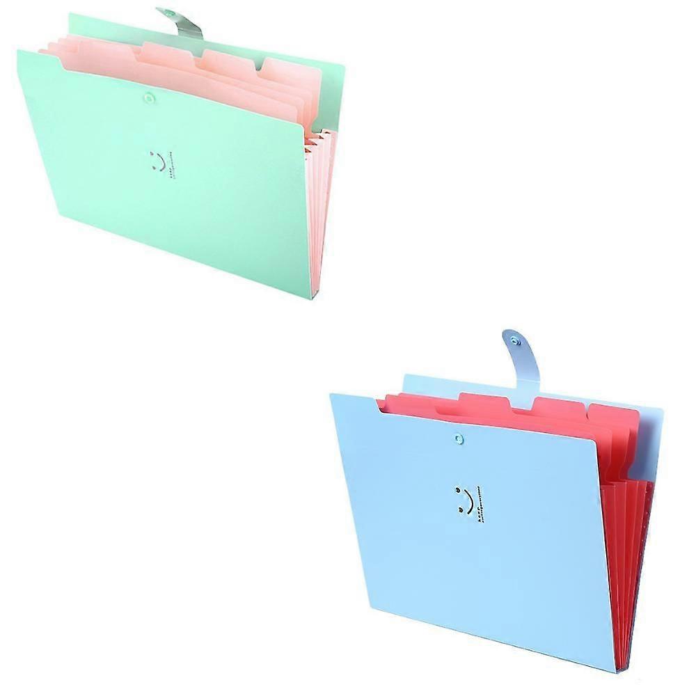 2 Pieces Expansion Folders, Cute Folders for Important Documents 5 Pockets Folder Organizers with Tabs Accordion Folders Letter Size Paper Organizatio