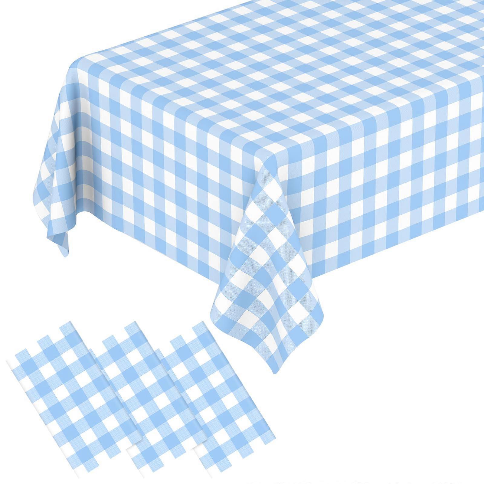 Gingham Disposable Tablecloths, Checkered Table Covers, Three-Piece Set For Parties And Camping