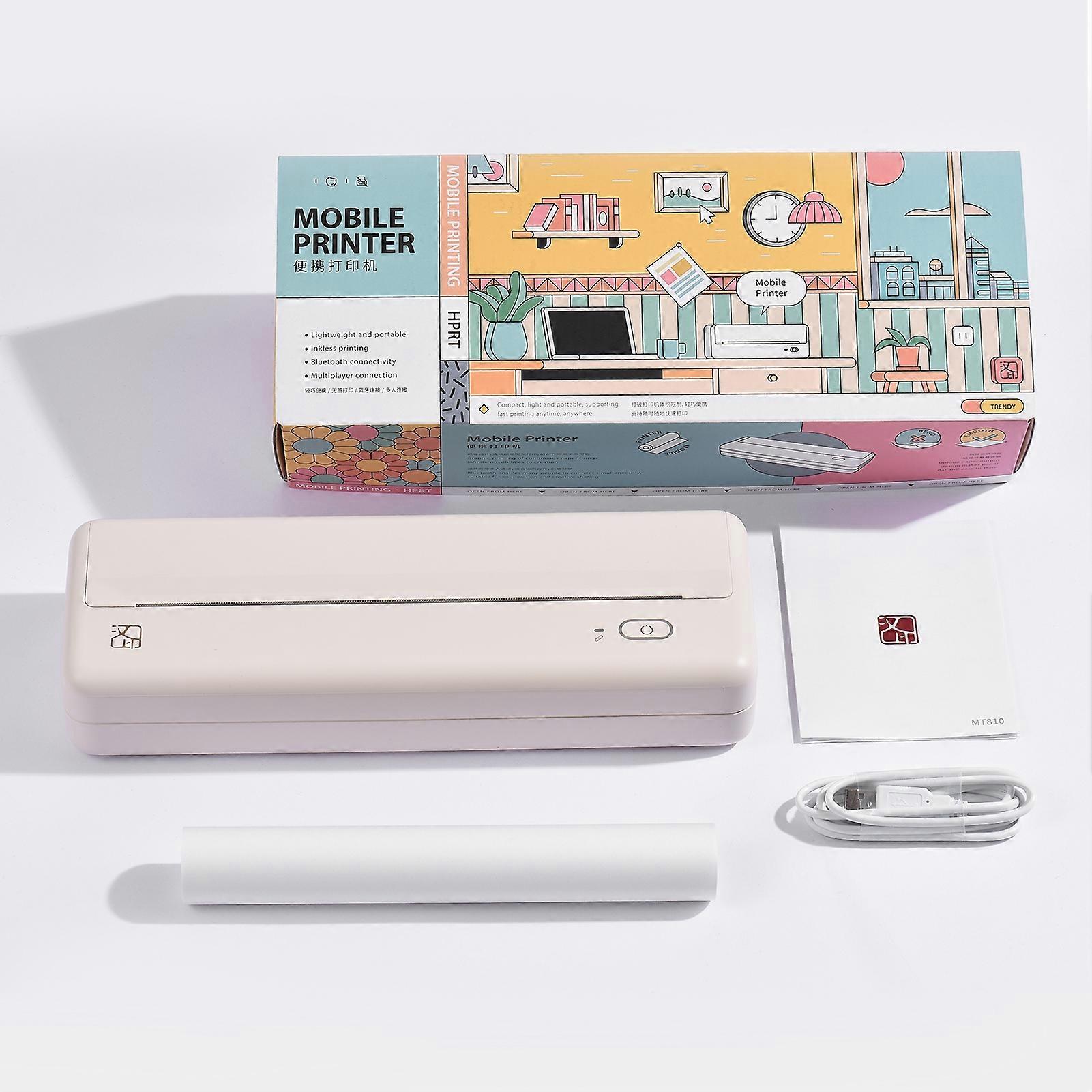 A4 Portable Paper Printer Wireless BT Connect Thermal Printing Mobile Photo Printer Support 210mm and 110mm for Outdoor Home Travel Office