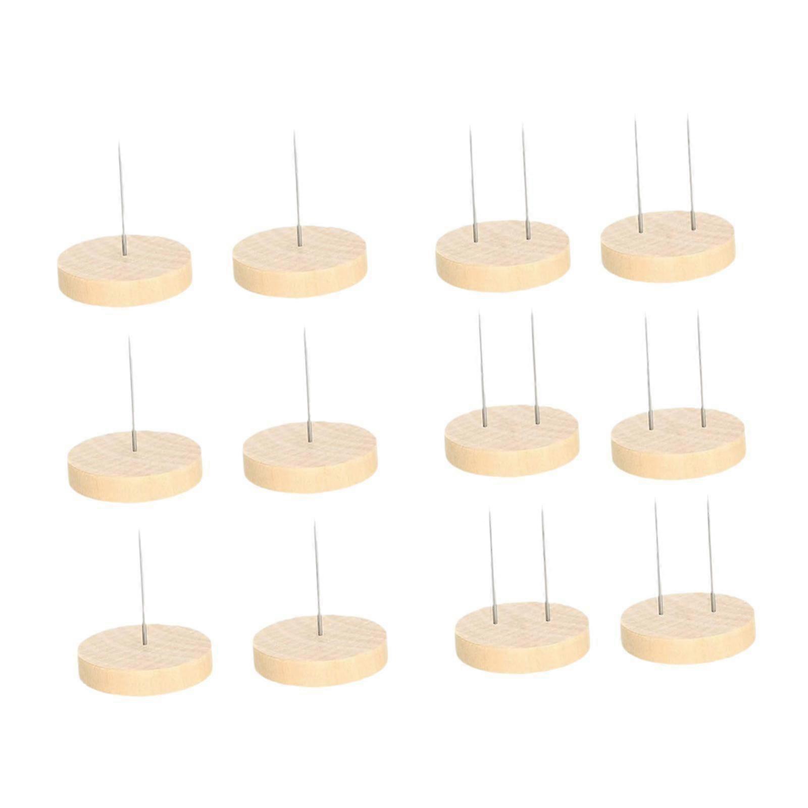 12x Doll Stands Craft Decoration Round Base Portable DIY Wooden Base Support