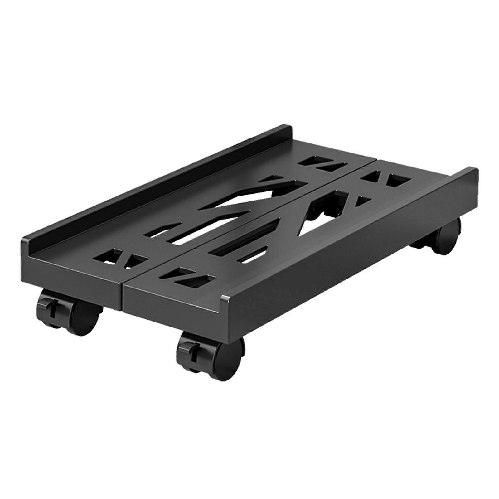Mobile Computer Tower Stand with Adjustable Wheel Rolling PC Case Holder Enhances Cooling and Flexibility  Black