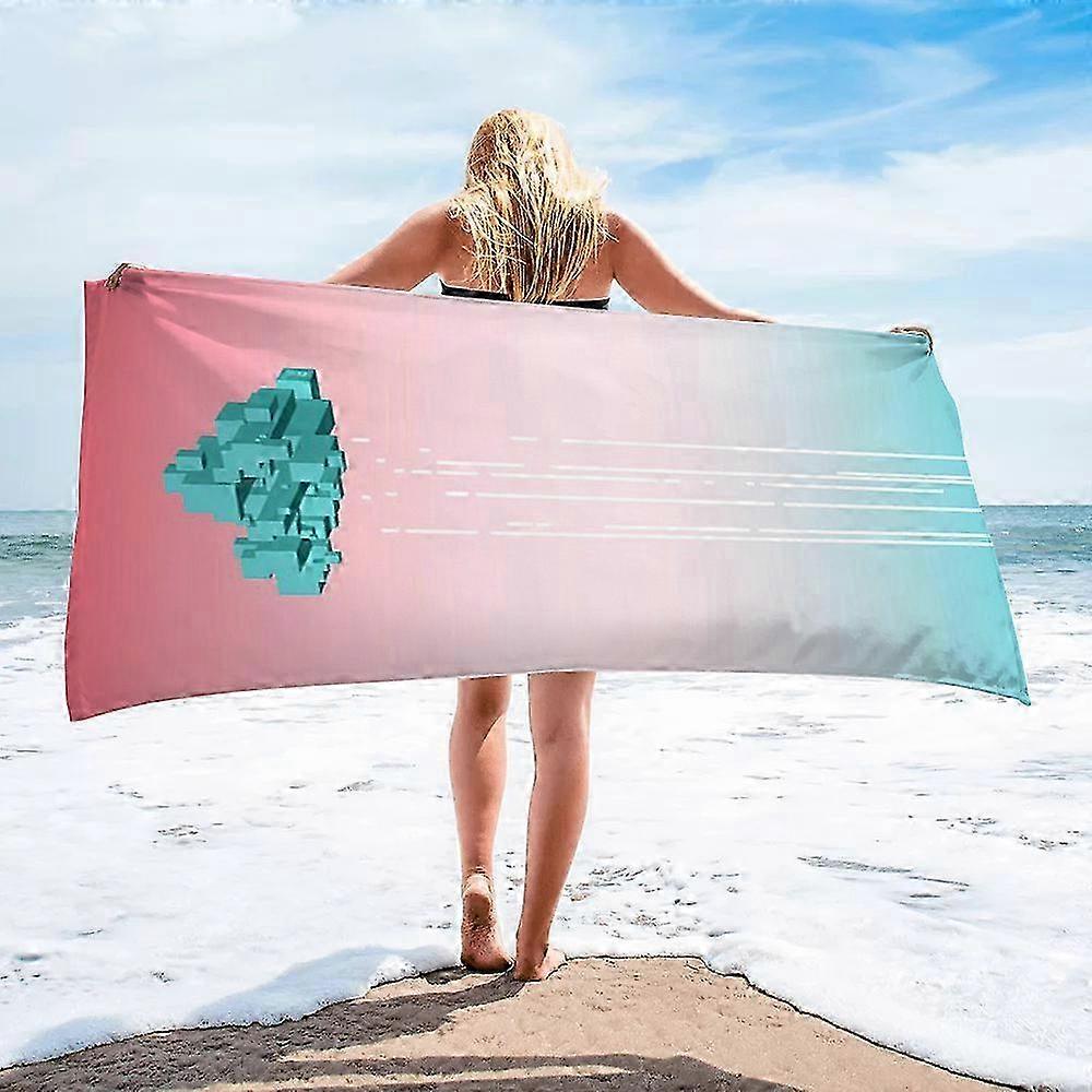 Beach Towel, Large - Sized with Unique Pixel - Cloud and Gradient Sky Design, Super Absorbent for Beach, Pool and Outdoor Use