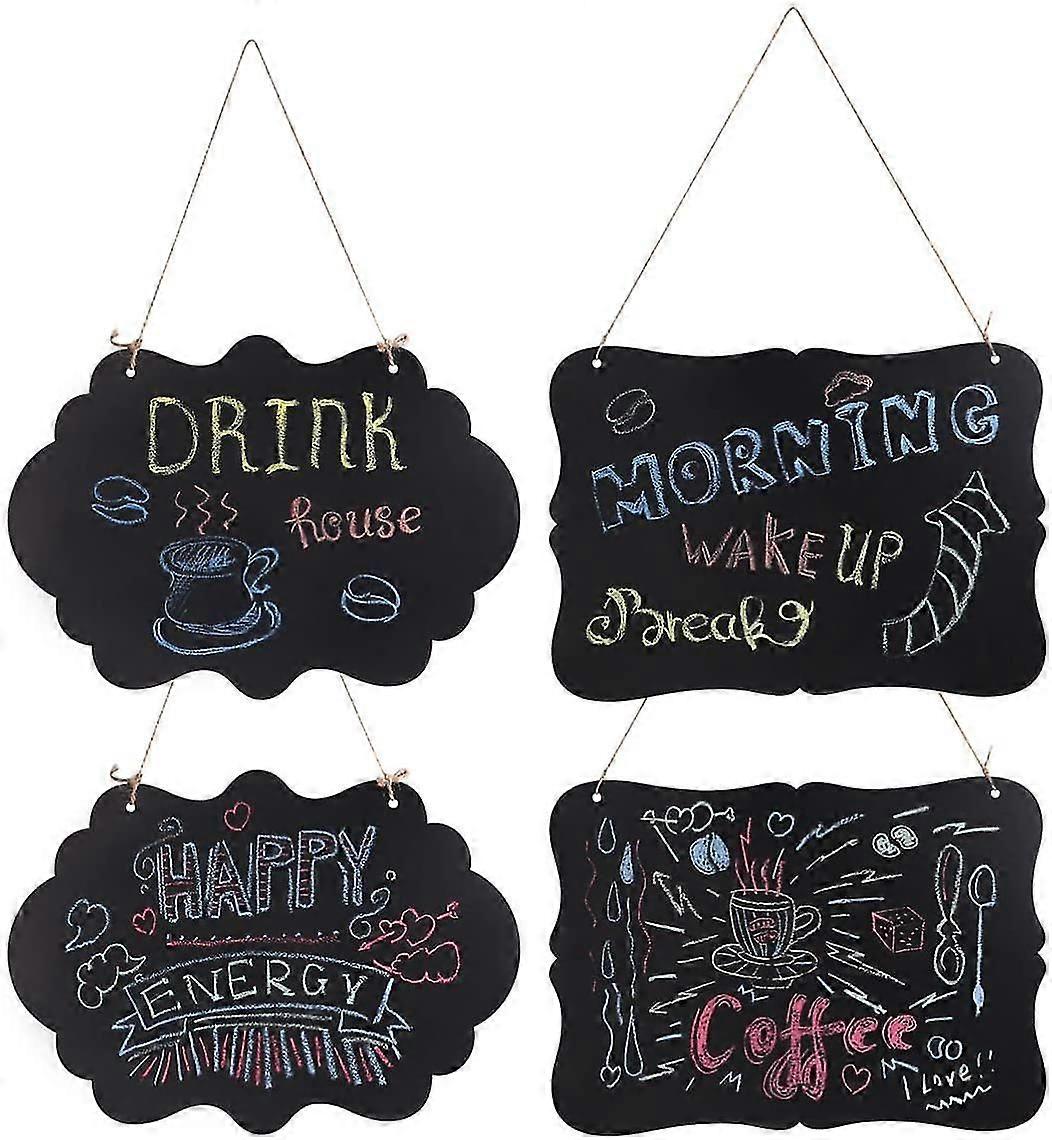Krijtbord Teken Dubbelzijdig Hangend Krijtbord Mini Message Signs Board 4 stuks