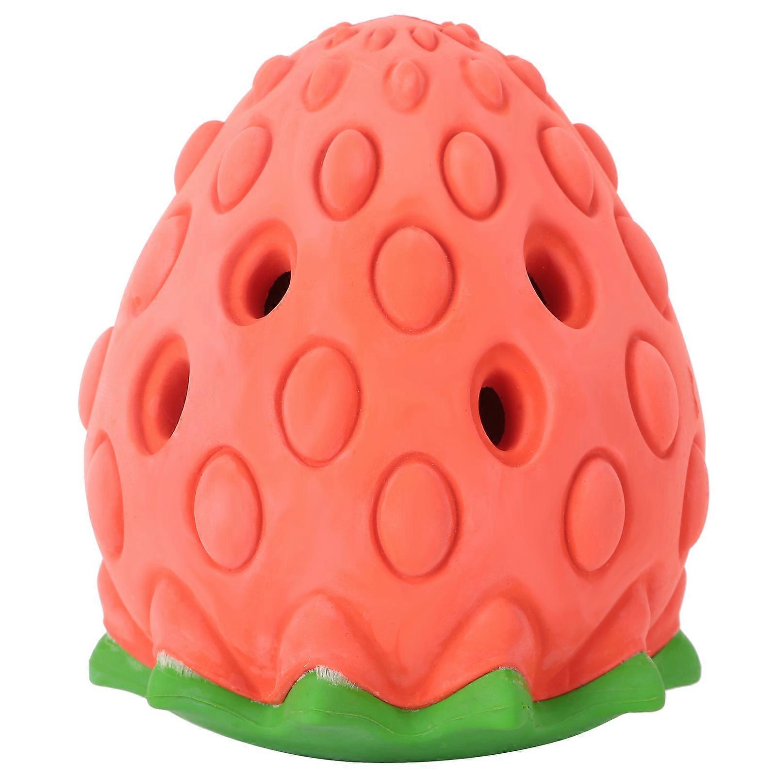Strawberry Style Pet Dog Tooth Cleaning Chew Balls for Small Medium Dogs, Durable Rubber, Non-Toxic Material