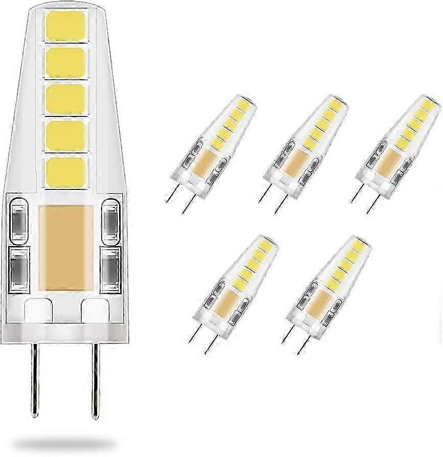 لمبة 5X G4 LED 3 واط أبيض بارد ، 3 واط LED مكافئ 23 واط لمبة هالوجين ، 36 مم × 9 مم أقرب إلى الحجم التقليدي ، 6،000 كيلو ، تيار متردد / تيار مستمر 12 فولت