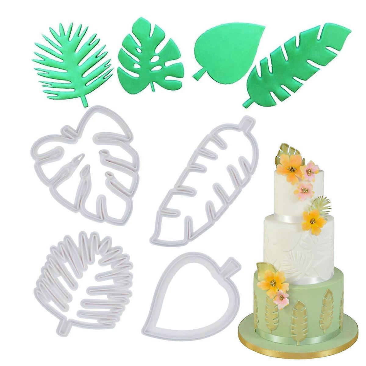 Tropical Baking Essentials, Easy to Use, Perfect for Beginners, Food-Grade Safe, Eco-Friendly Low Carbon Recyclable, 4 Different Tropical Leaf Shapes