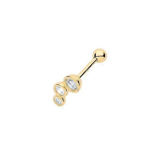 9ct Yellow Gold Zirconia 3 Stones Left Cartilage 8.5mm Post Stud ES927LP