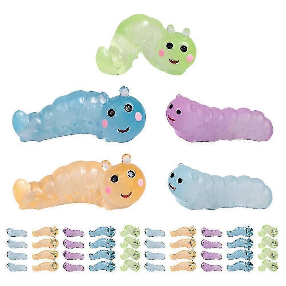 50Pcs Micro Landscape Worm Decorations Resin Worm Glow In The Dark Simulation Worm Figures