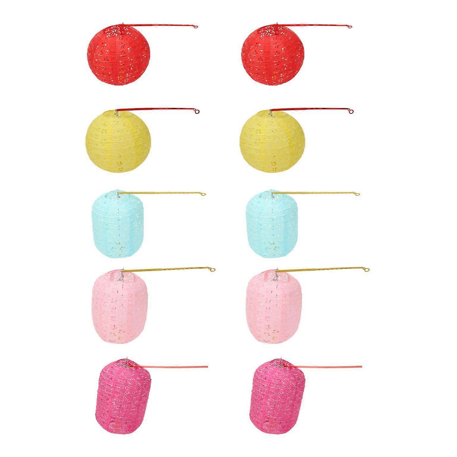 10-Pack 5.9-Inch Round Hanging Paper Lanterns Set