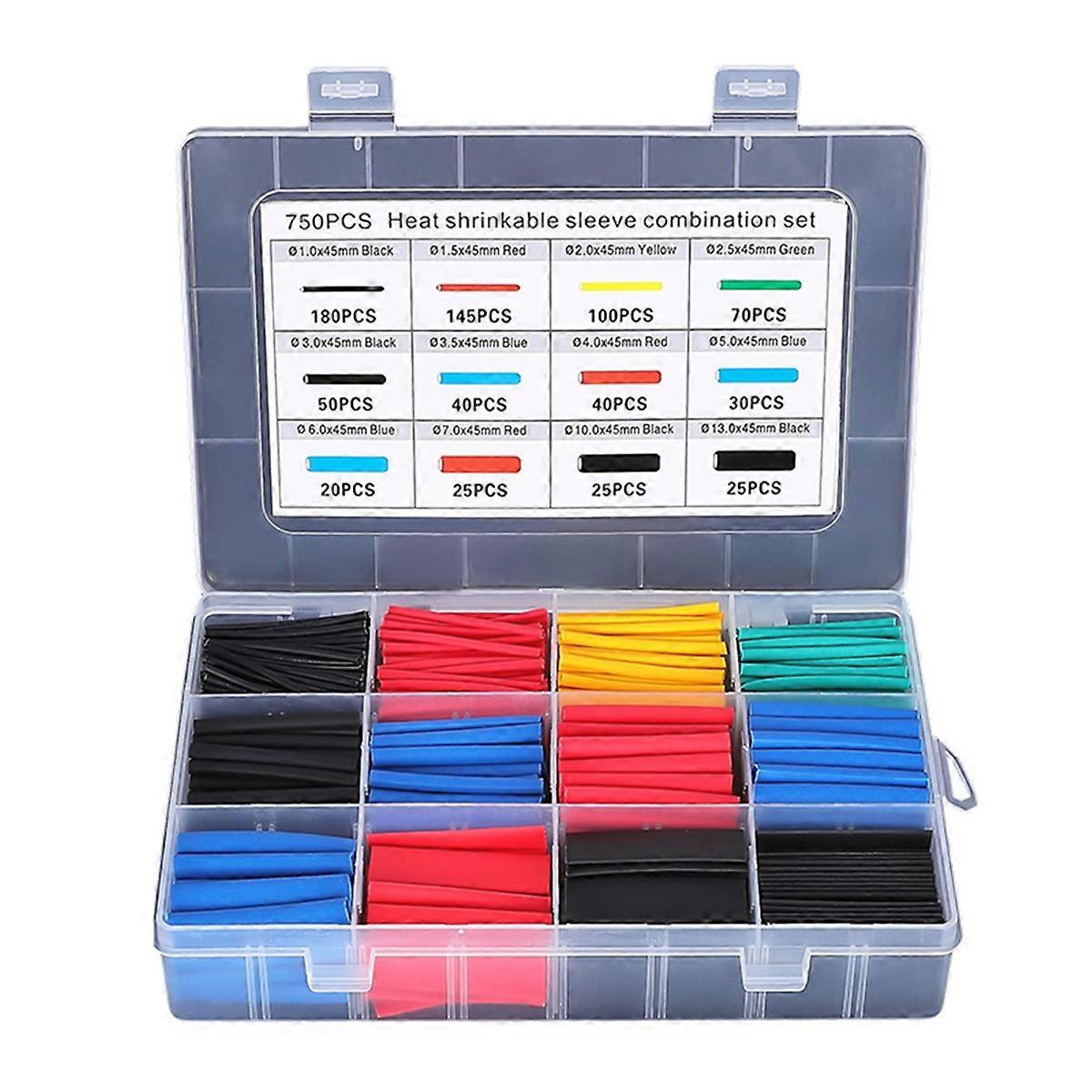 750pcs Heat Shrink Tube Tubing Insulation Shrinkable Tube Assortment