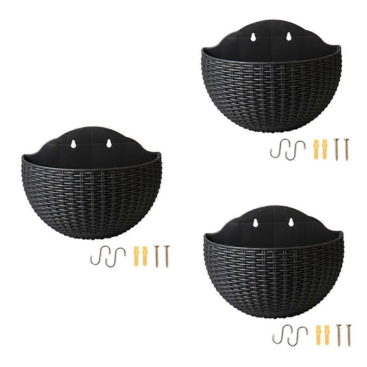 Black flower pots Wall-mounted flower pots with drainage hooks