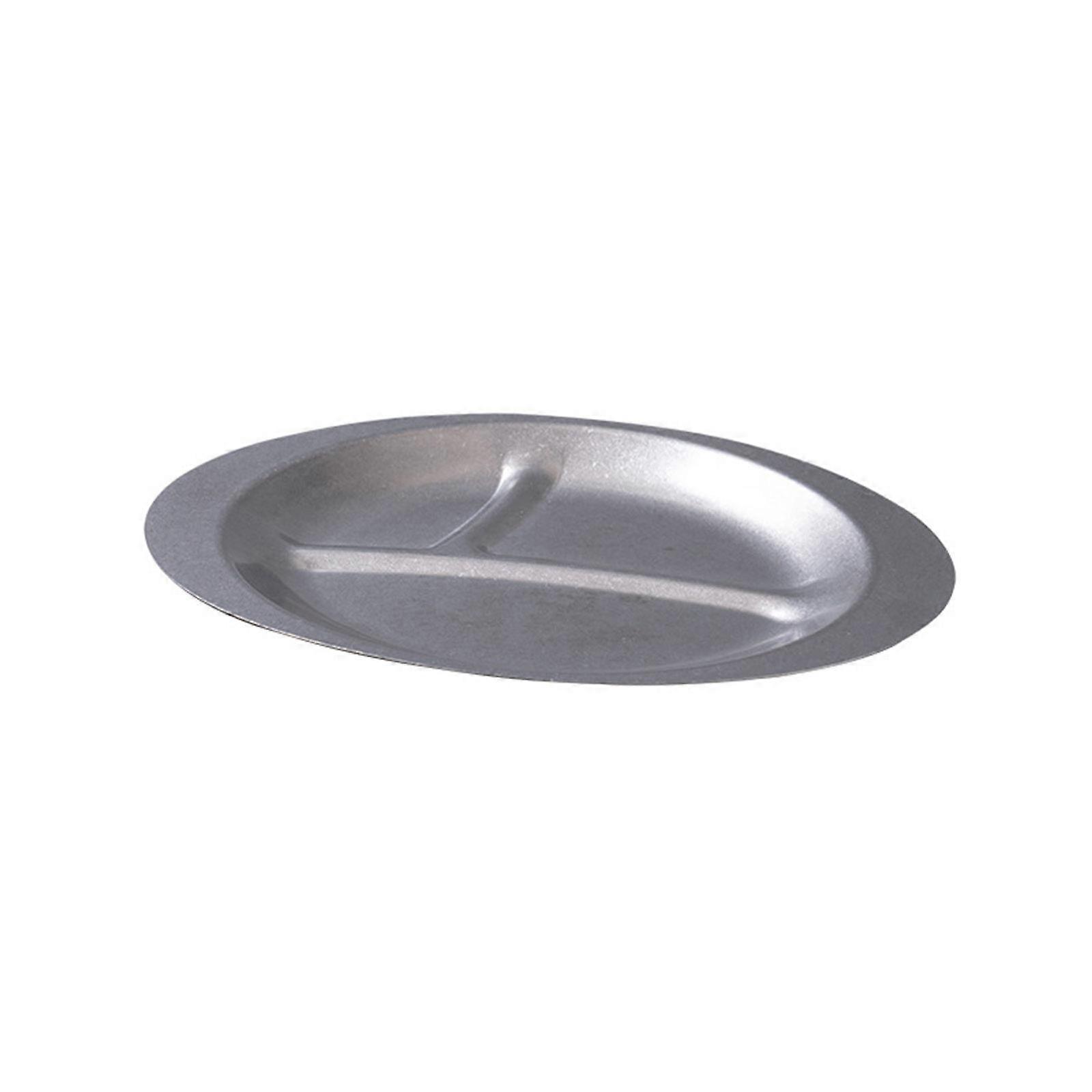 Homes Kitchen Reusable Dinner Plate Storage Tray 3 Compartment Food Plates Stainless Steels Serving Plate Easy to Clean  Retro silver
