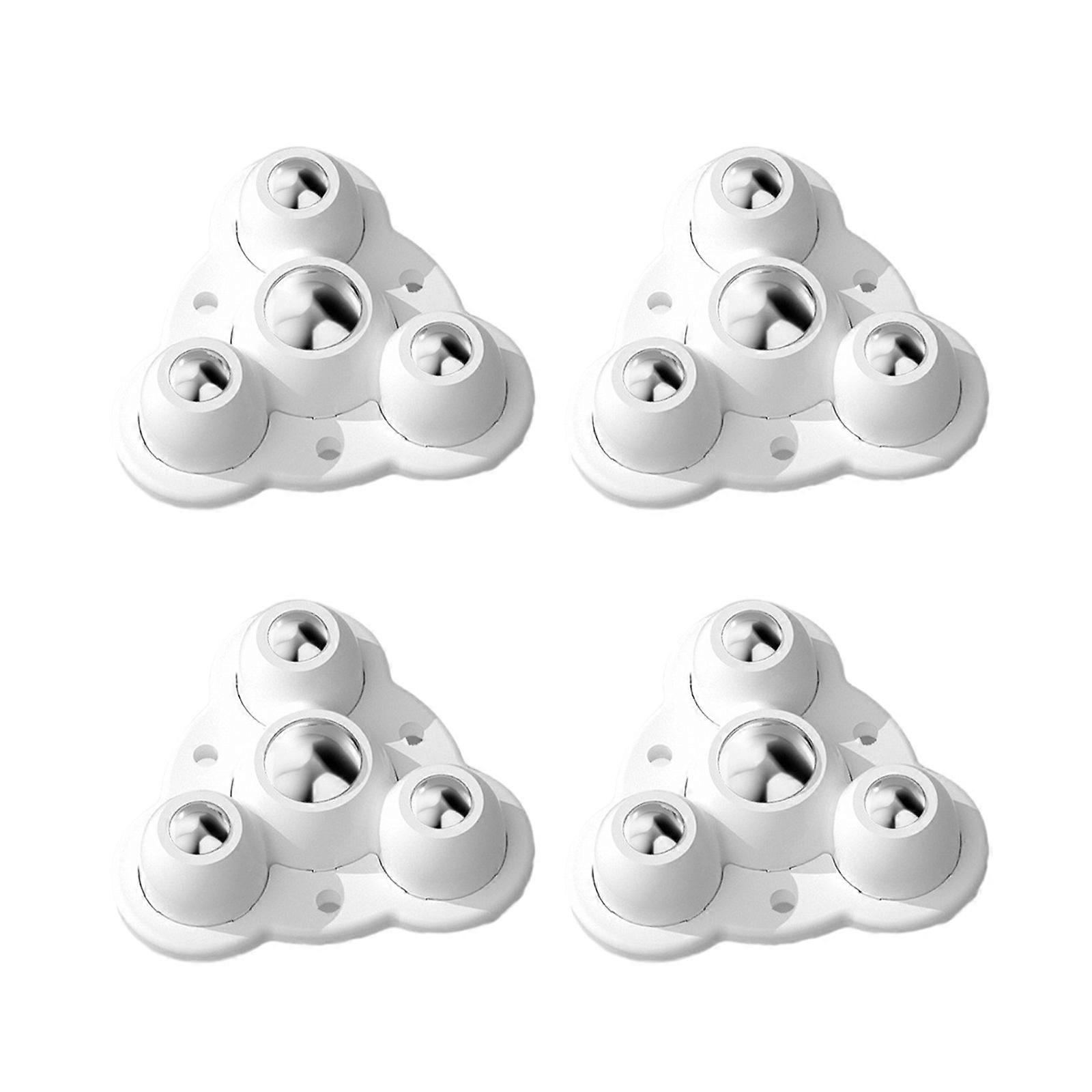 4pcs Easy Mount Stickable Furniture Rollers Multiple Use Not Puncture Base Wheel Simple Installation for Homes & Office White