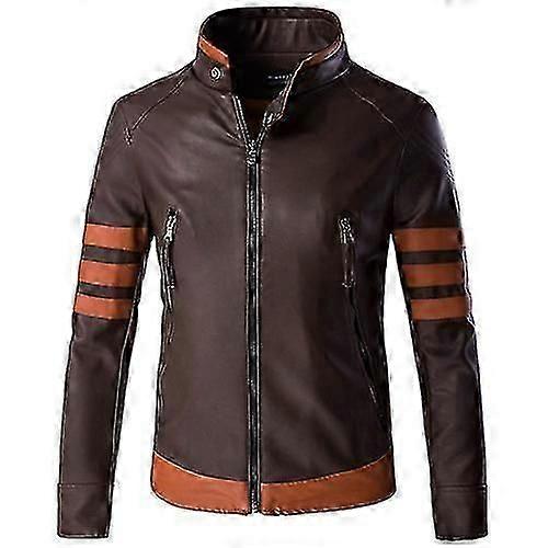High-end Mäns Läderjacka Wolverine Casual Pu Läder Lokomotiv