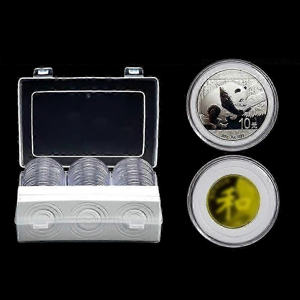 صندوق تخزين بلاستيكي للعملات المعدنية ، 30 قطعة كبسولات معدنية مقاس 46 مم و 8 أحجام لحماية حالة حامل عملة الحشية