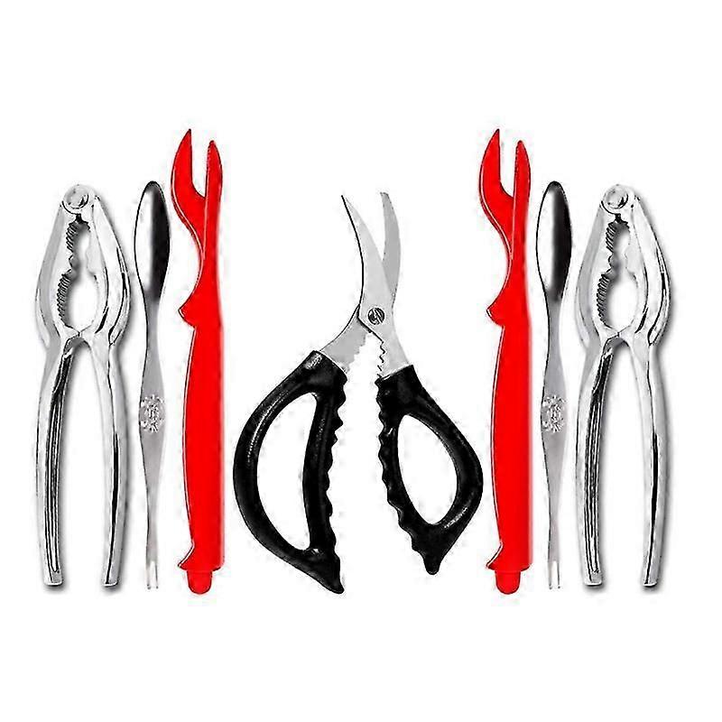 7 Pcs Seafood Tools Set Includes 2 Crackers, 2 Lobster Shells, 2 Forks/ and 1 Seafood Scissors