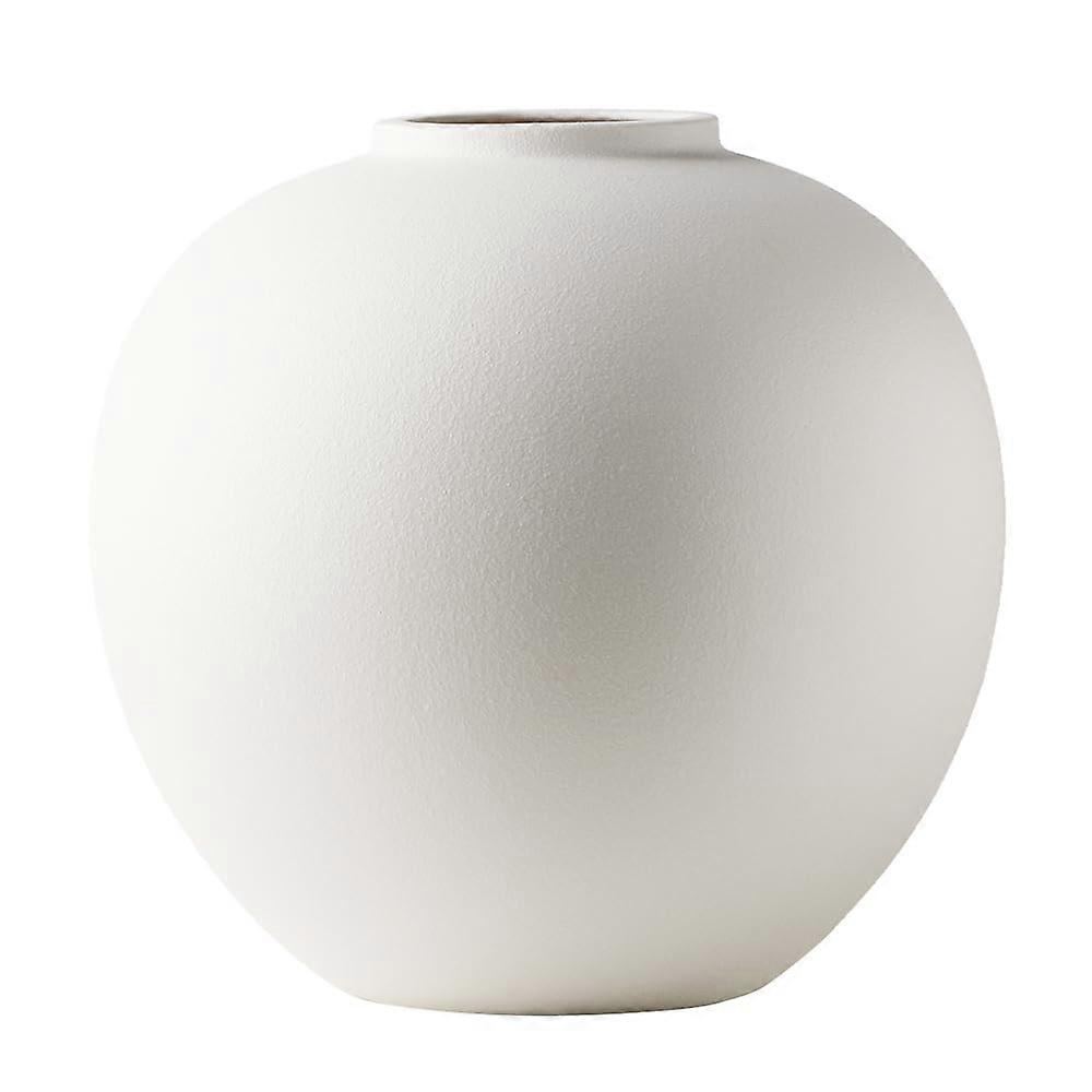 Simple White Ceramic Vase, Rustic Matte Flower Vase for Home Table Shelf Decor, 10-Inch Decorative Pot, Modern Style