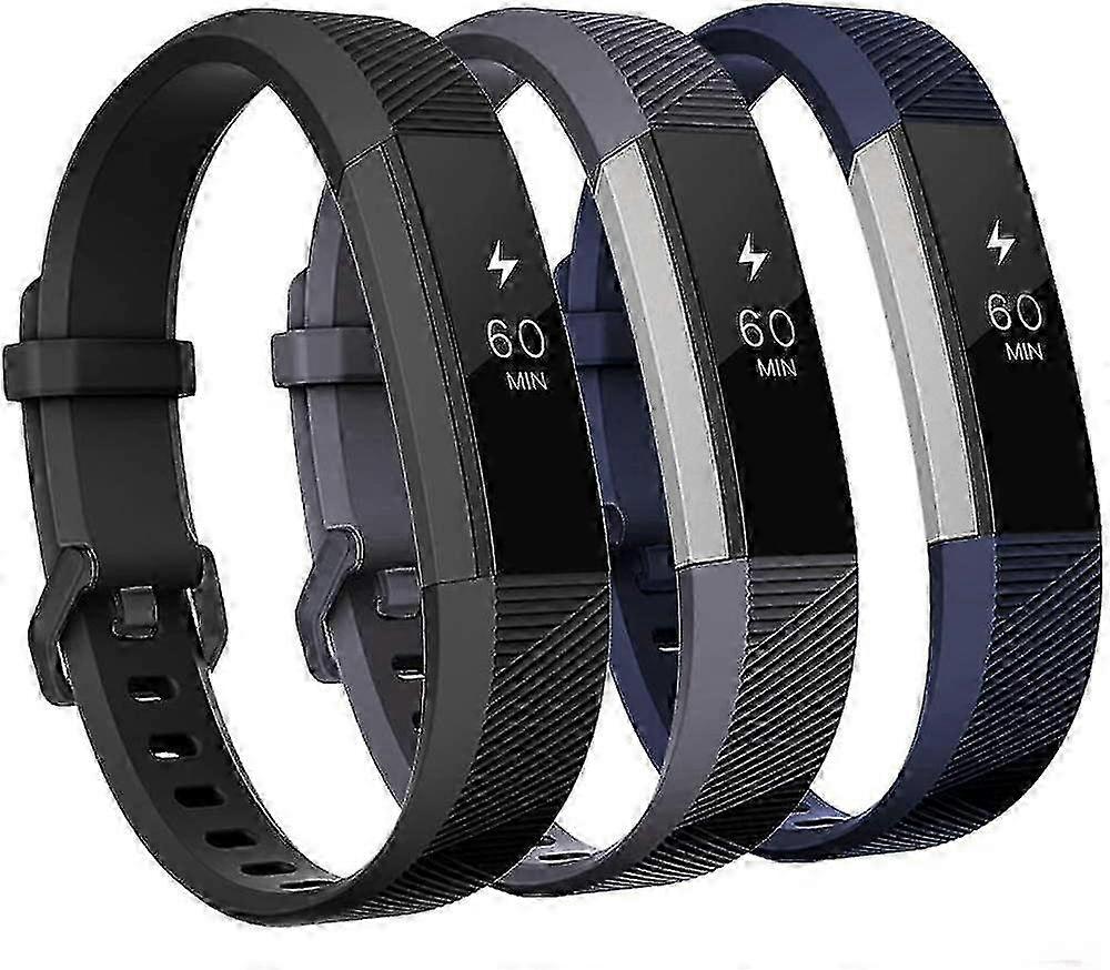 JiaWei Bands Compatible With Fitbit Alta And Fitbit Alta Hr, 3 Pack Soft Silicone Wristbands For Fitbit Alta Hr Bands With Secure Metal Buckle Fo rN2