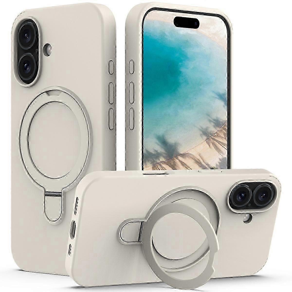 For iPhone 16 Case Compatible with MagSafe Kickstand PC+Silicone Phone Cover