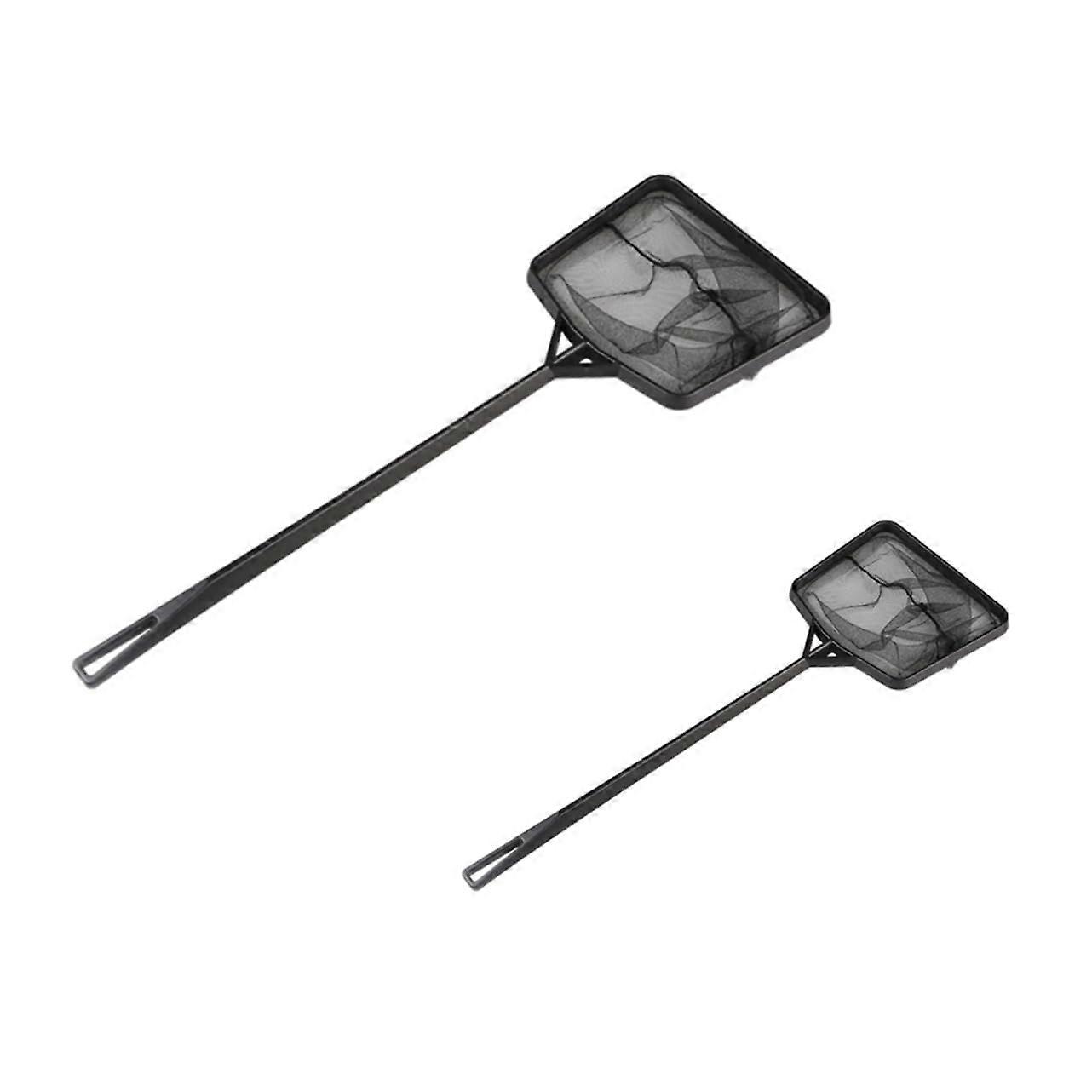 Fish Tank Landing Net Set 2pcs Fishtank Net Handle for Aquarium Pond Black
