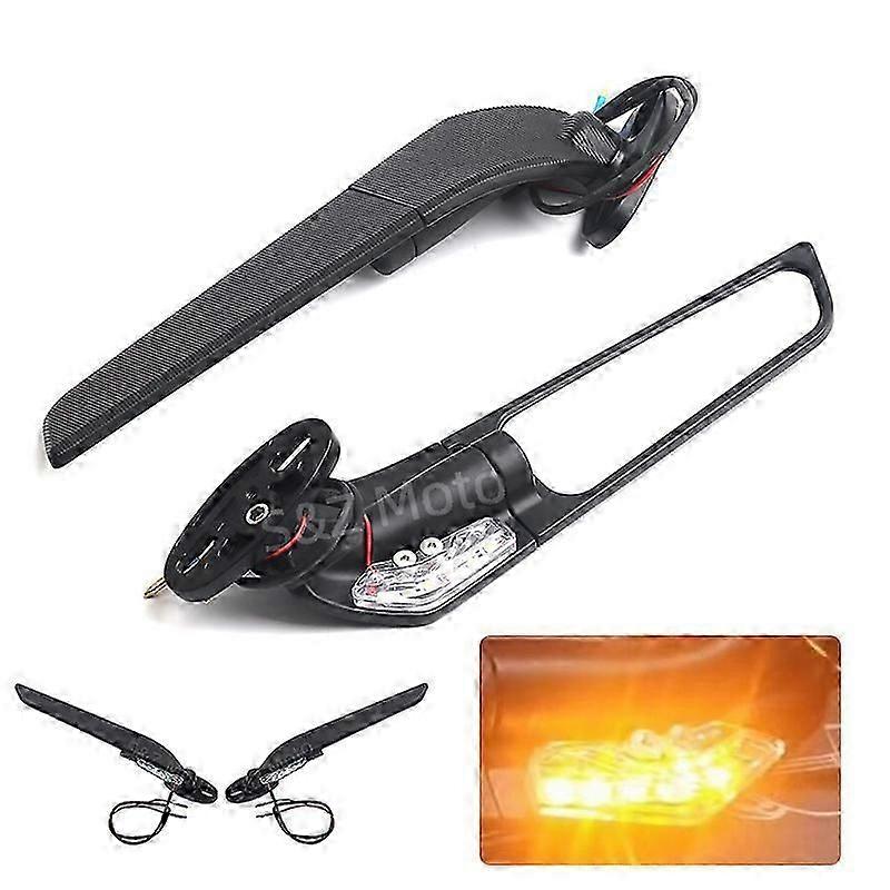 For Kawasaki Zx10r Zx9r Zx7r Zx6r Zx636 Zx12r Zx14r Modified Wind Wing Adjustable Rotating Rearview Motorcycle Mirror With Light
