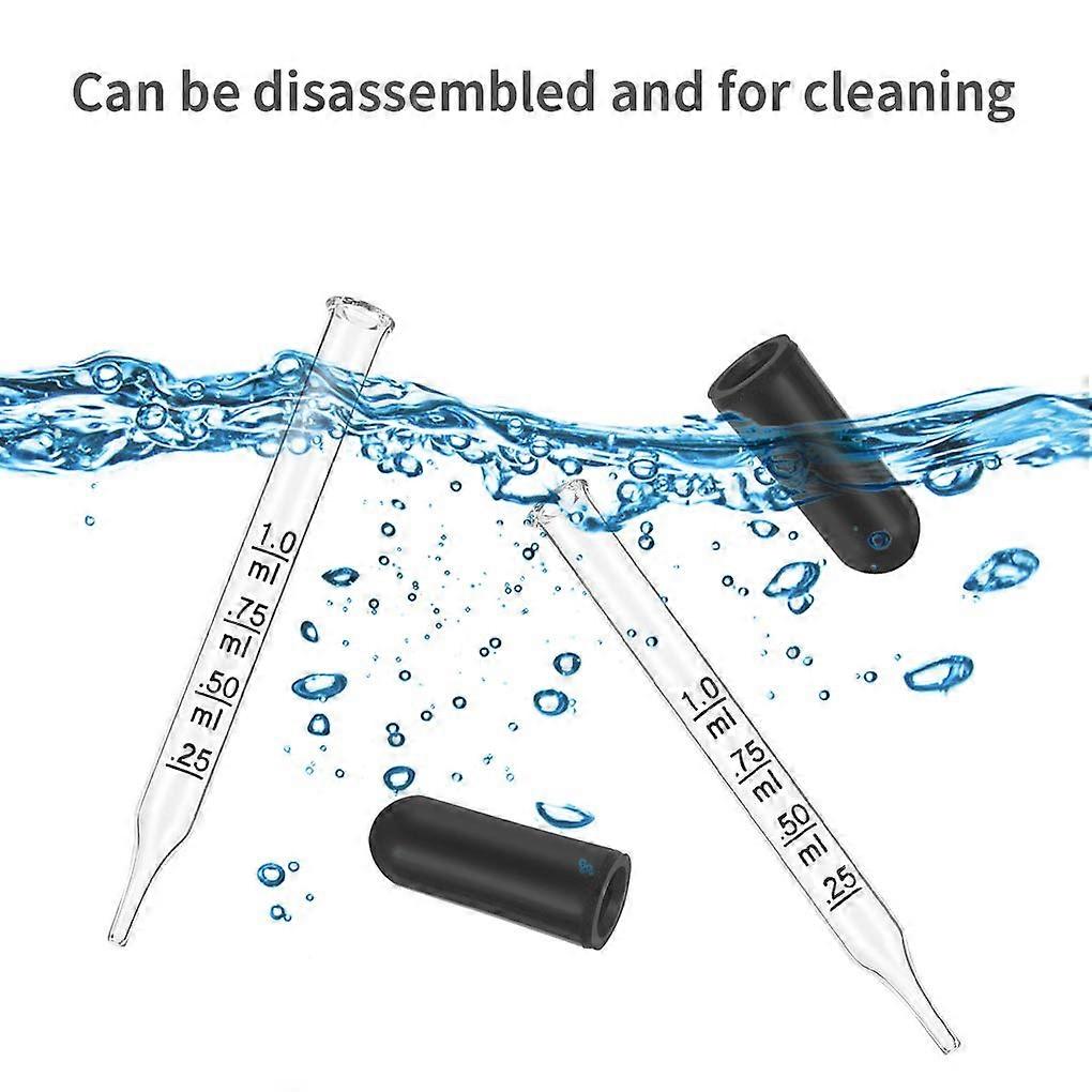Eye Dropper for Essential Oils 20 PCS - Pipettes Dropper with Black Rubber Head Straight-Tip Calibrated Thick Glass Medicine Dropping Pipettes