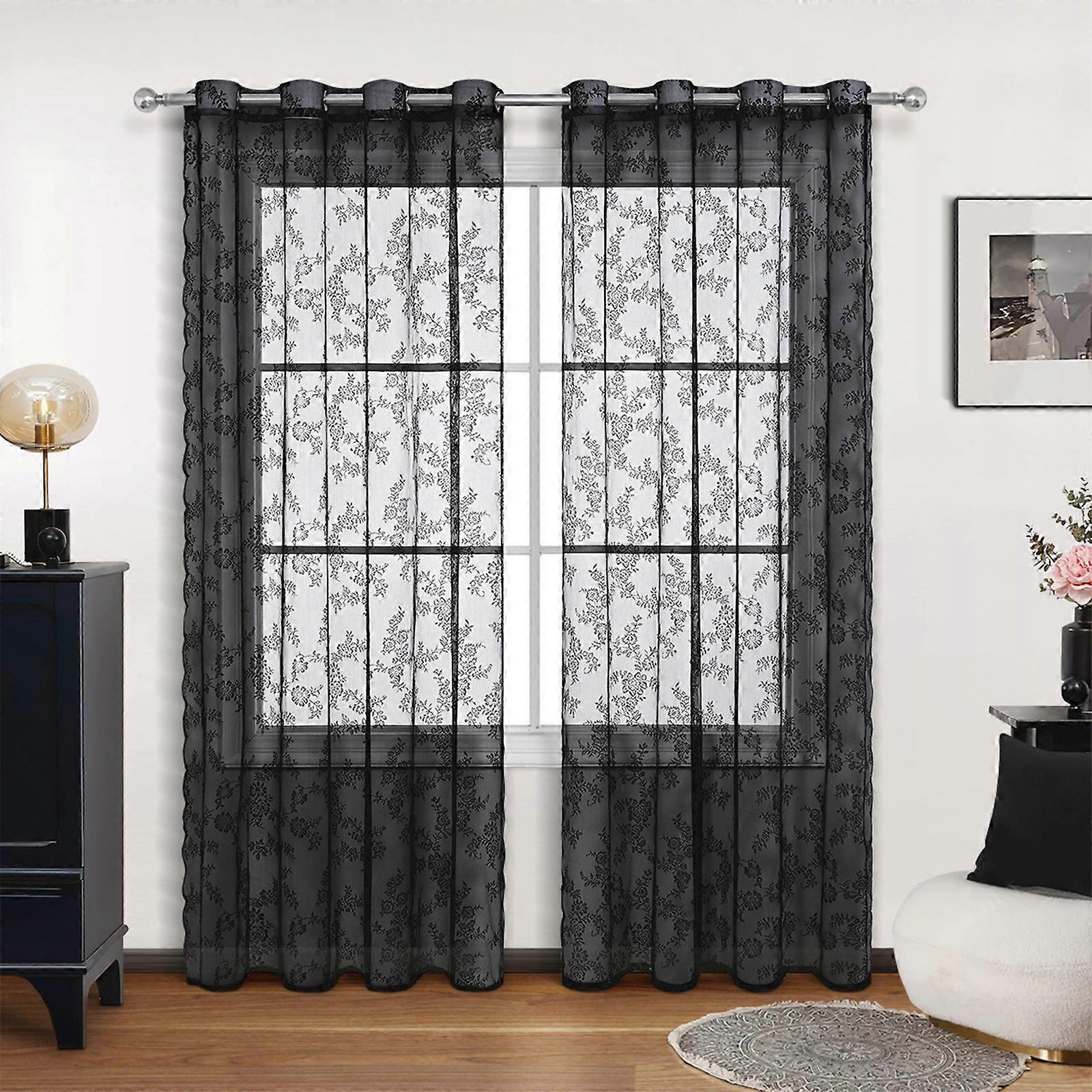 Semi Sheer Curtains For Bedroom Long Grommet Vertical Window Curtains Drapes With Light Through For Living Room pp506