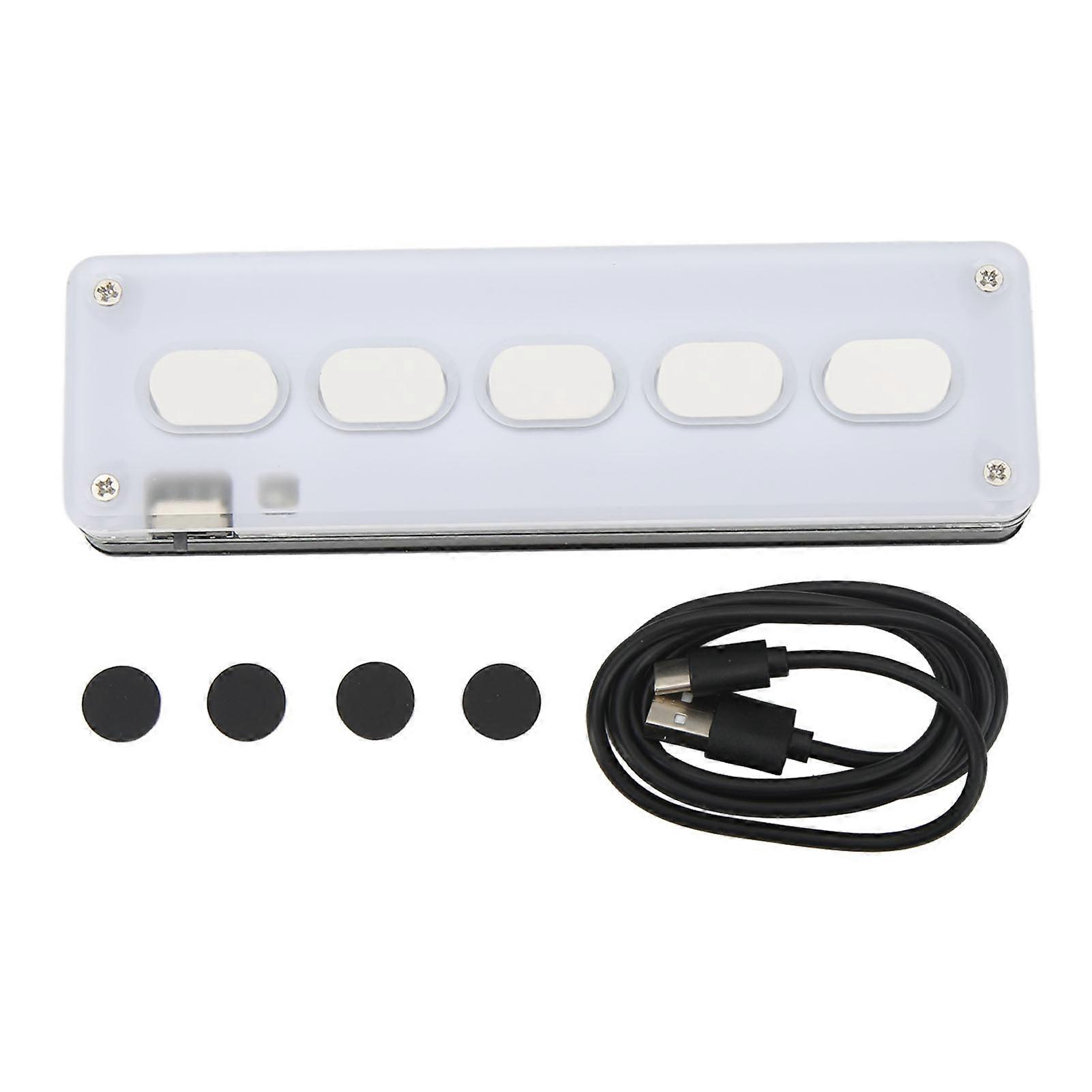 Bluetooth USB Mini 5 Key Keypad One Handed Mechanical Gaming Keyboard Multifunction White for PC Computer Desktop