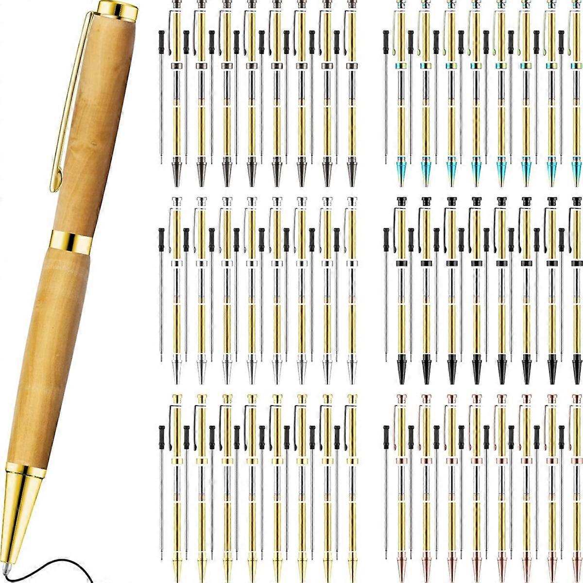 48pcs WoodenTwist Pen Kit 7mm Slim Pen Kit Twist Pen Set with Replacement Lathe DIY Copper Pen Maki