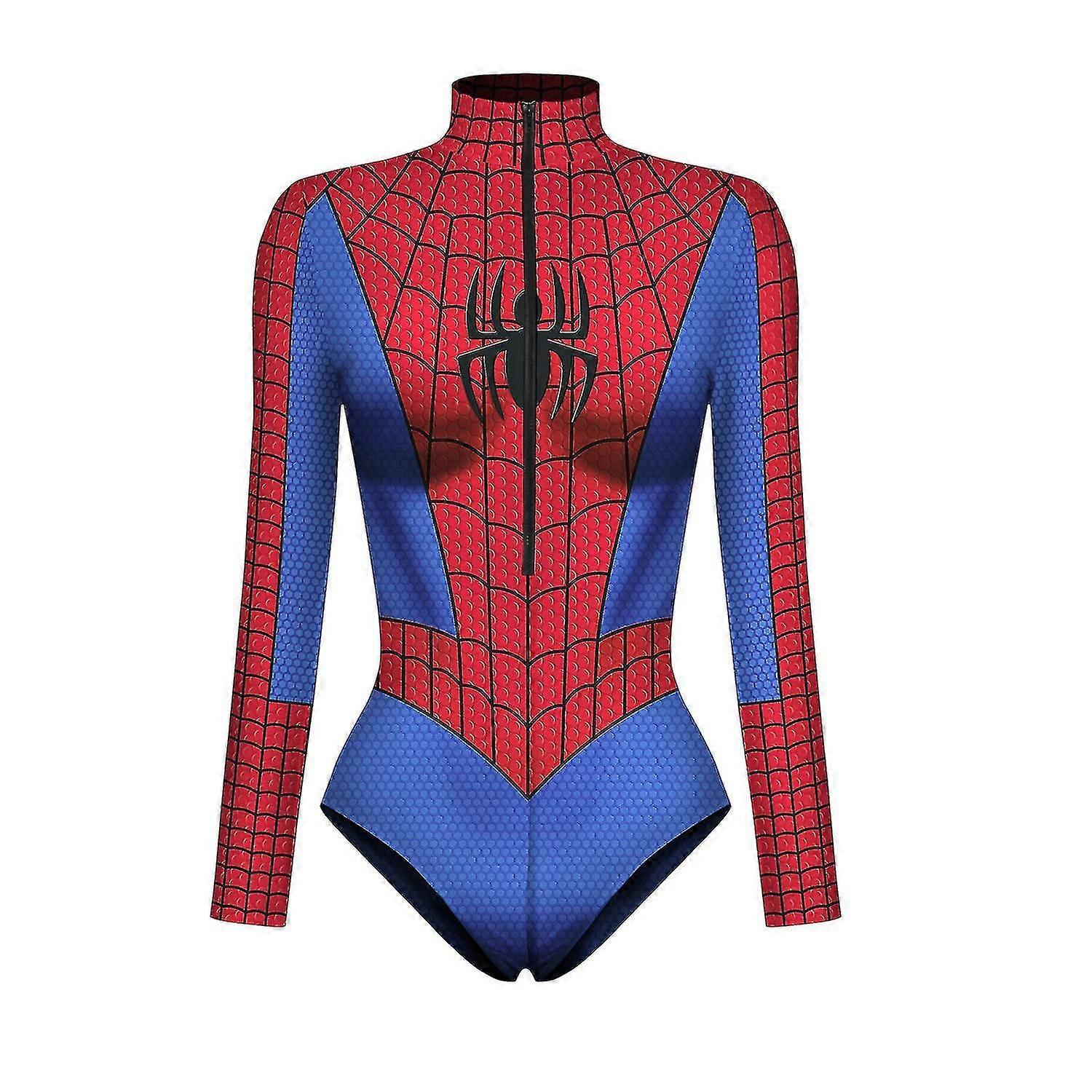 Women Spiderman Skeleton Bone Frame Leotard Bodysuit Halloween Party Fancy Dress Cosplay Costume