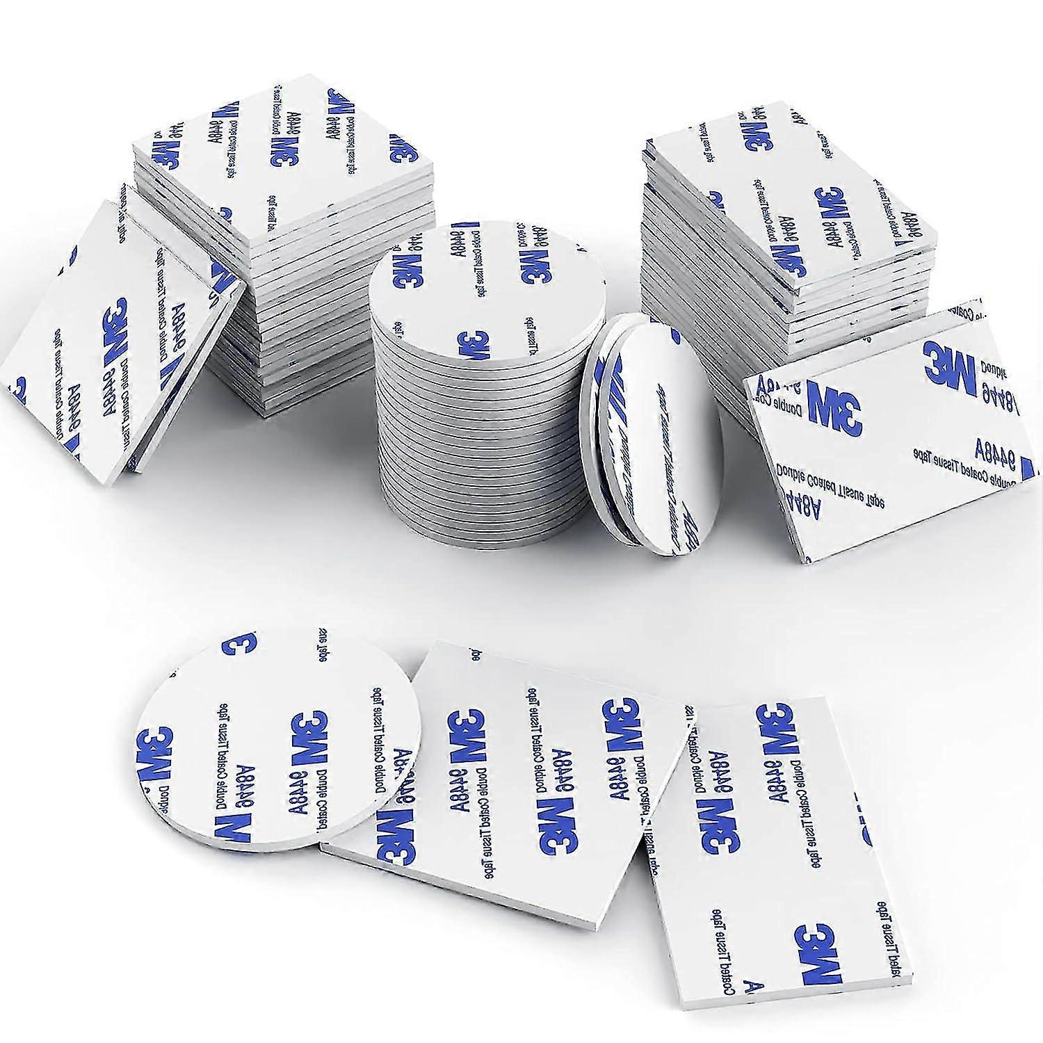 Double Sided Sticky Pads - 60pcs Mounting Tape Squares And Rounds (white)