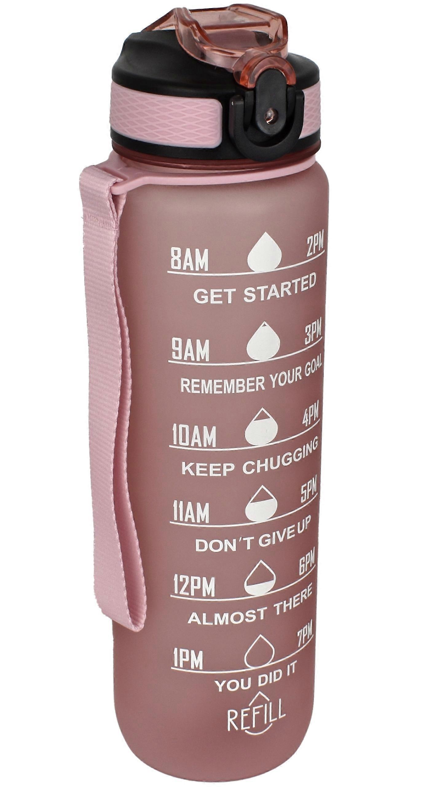Water Bottle With Motivation Straw Miowi 1000 Ml Rosegold