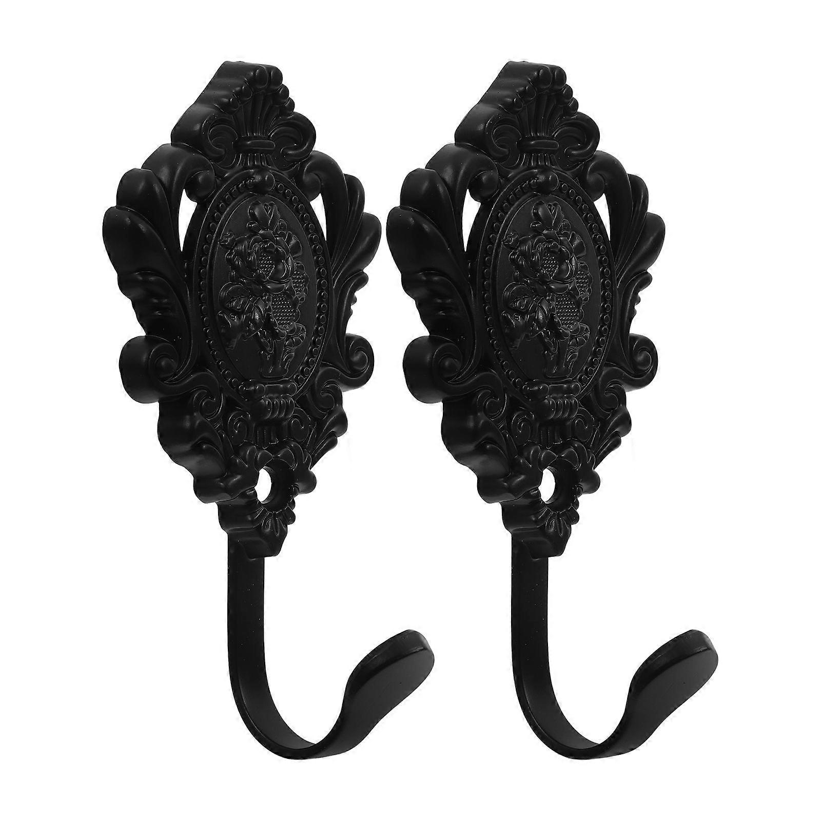 2Pcs Curtain Holdbacks Exquisite Rose Flower Pattern Curtain Side Holders Tieback Hooks for Walls