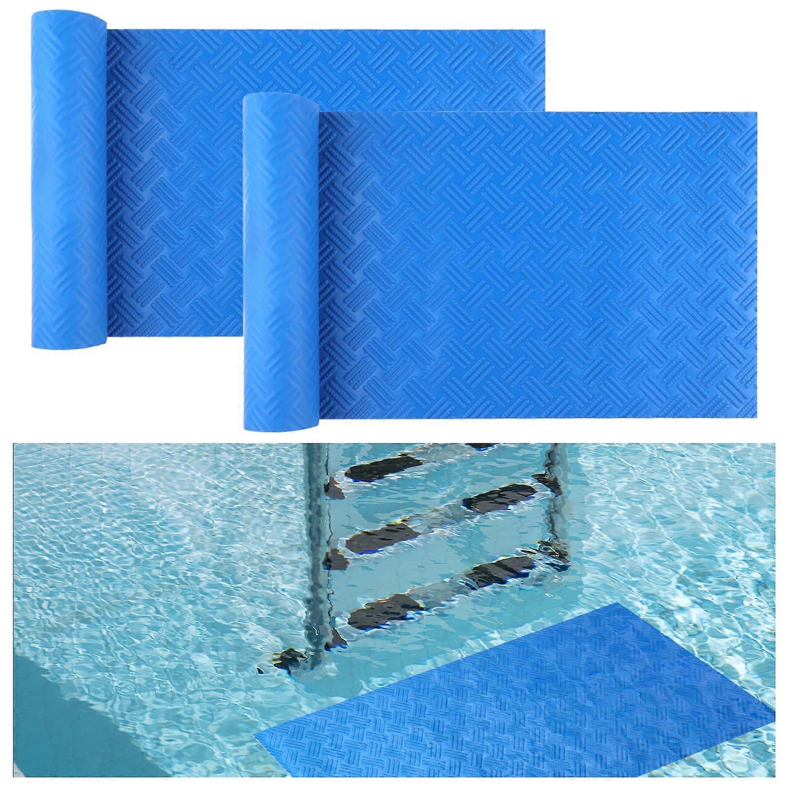 Pool Underlay 2 Rolls, 90 x 23 cm, Blue Non-Slip Pool Ladder Mat for Steps and Ladders