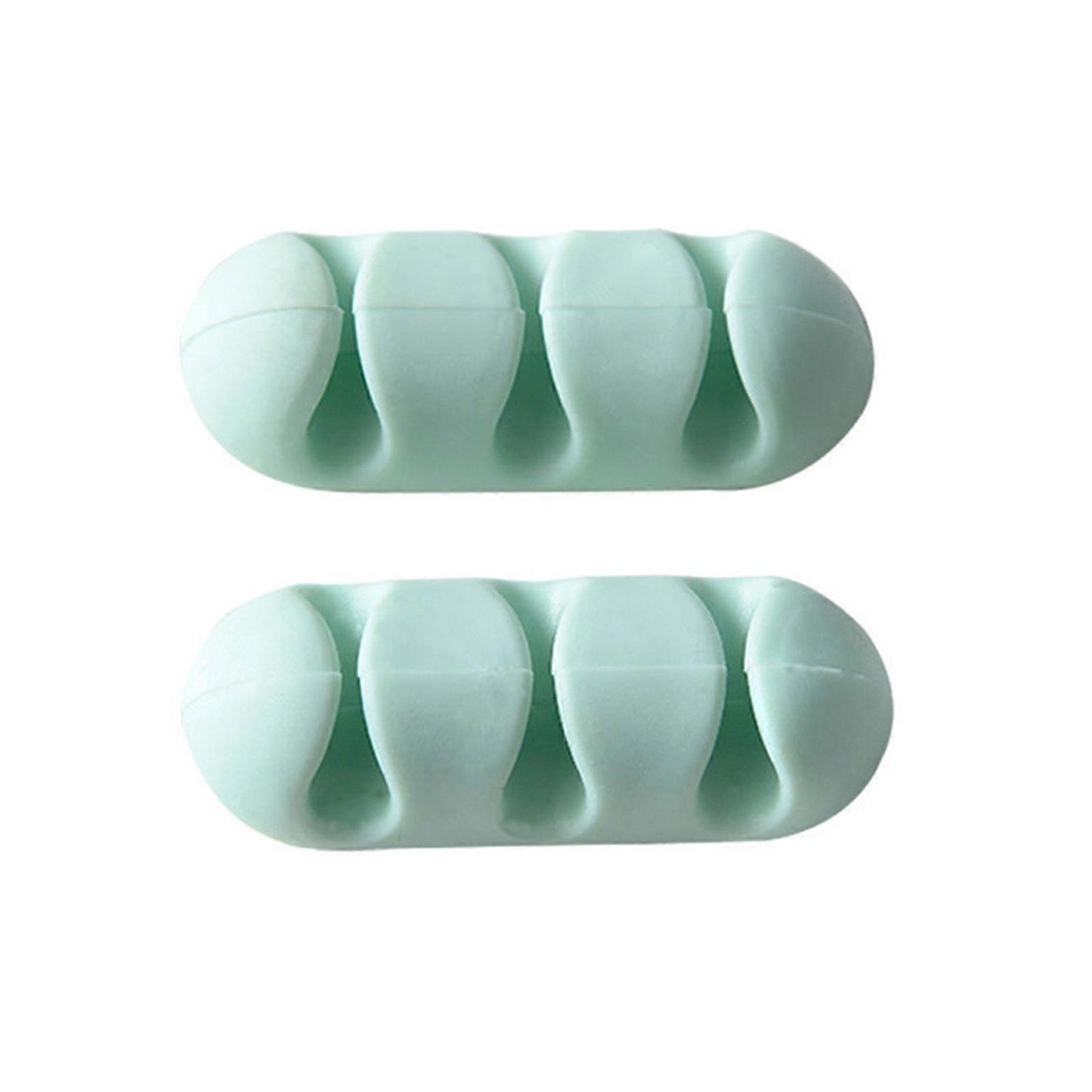 Self-Adhesive Plastic Cord Organizer Clips for Desk Use, Ideal for Nightstand, Home, Car, and Office, 2pcs Green