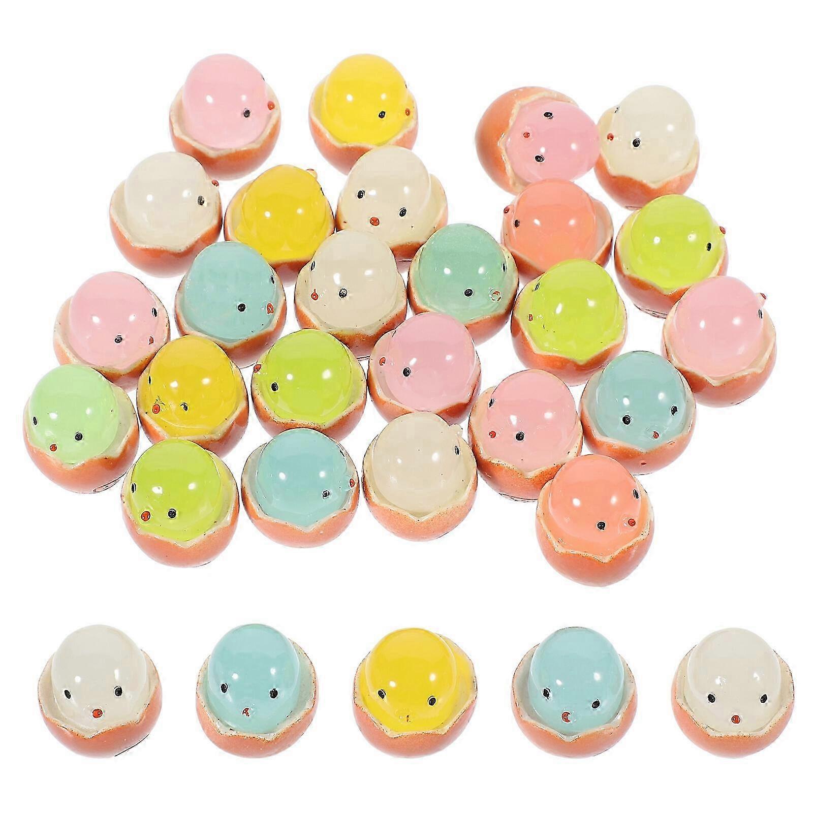 30Pcs Mini Chick Figurine Decoration for Micro Landscapes, Glowing in the Dark Miniature Chick Statues for Creative Displays
