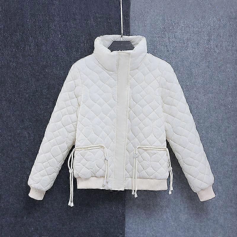 Fashionable and Warm Stand Collar Cotton Jacket Short Down Coat with Diamond Pattern for Winter