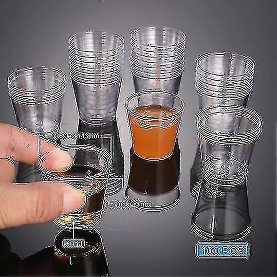 100 Pack Plastic Shot Glasses 30ml, Reusable Party Drinking Cups