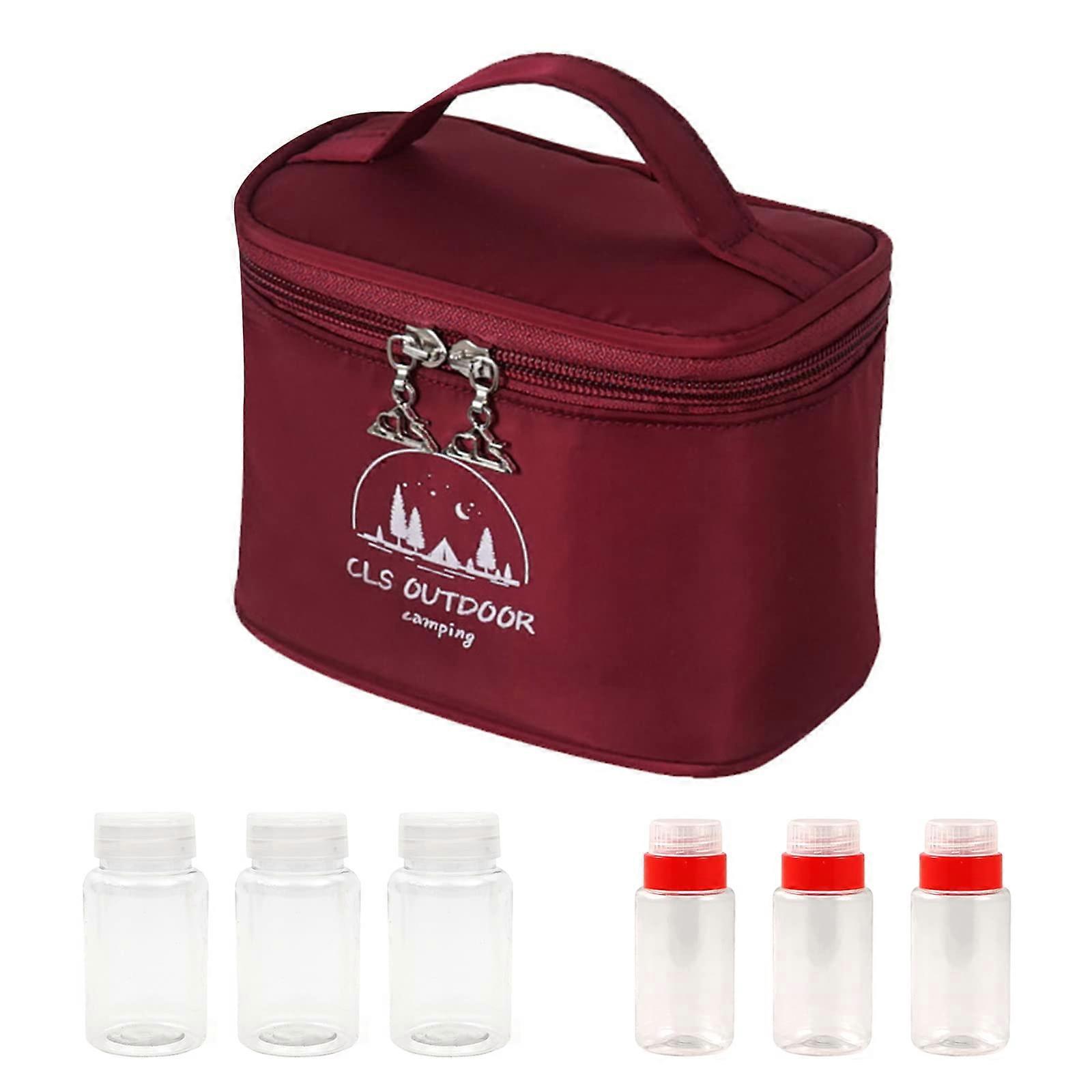 Portable Shaker Spice Dispenser, 6Piece Set with Rotating and Travel Case, Glass
