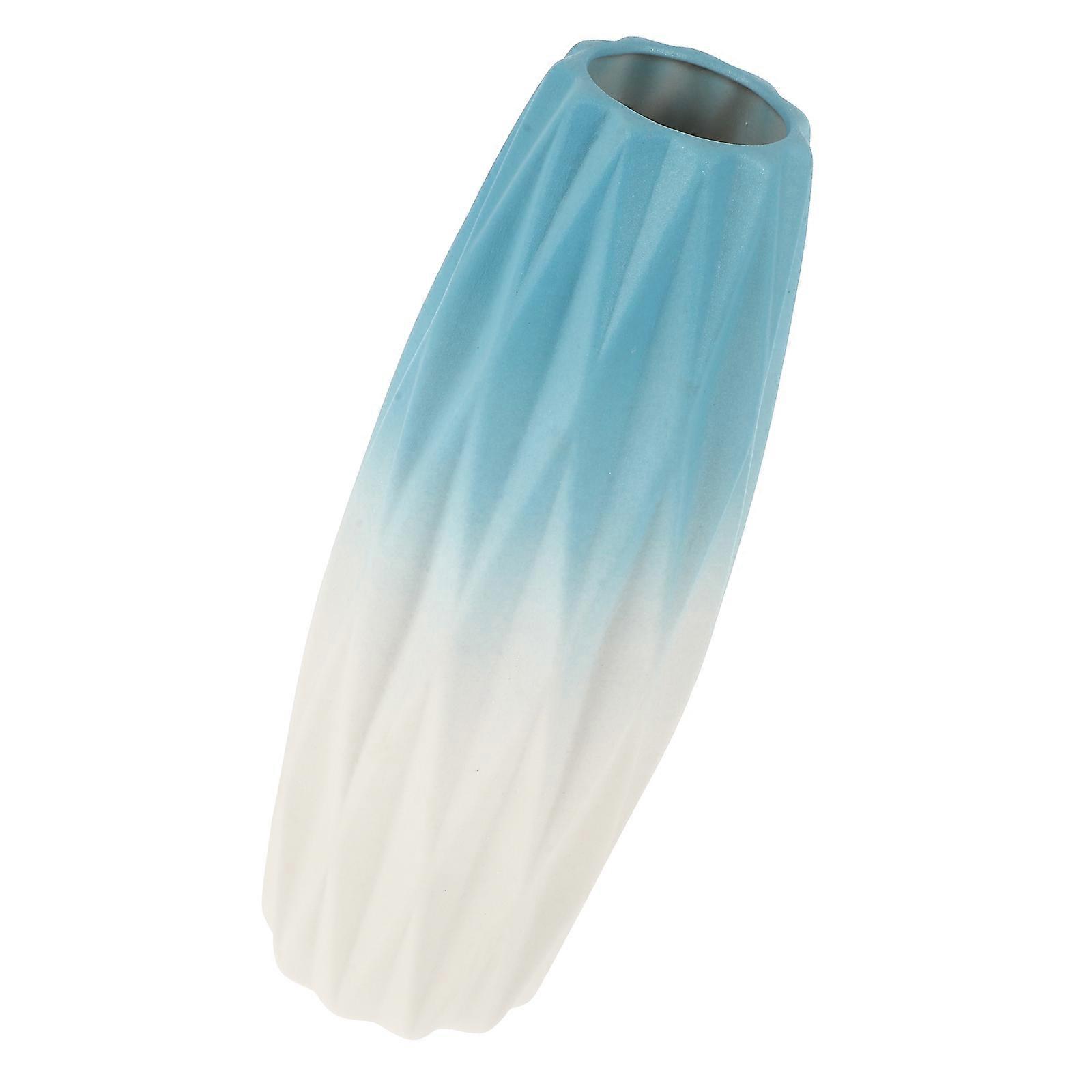 Gradient Color Ceramic Vase Ramp Craft Vase Home Decoration Blue Gradient 8.5x8.5x24.5cm 1Pcs