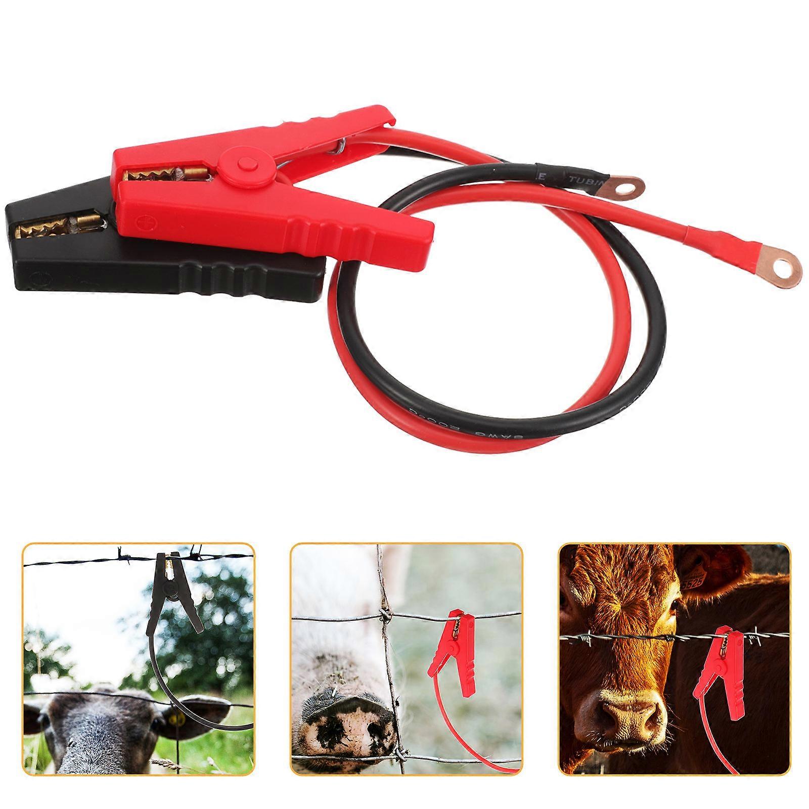 Farm Electric Fence Jump Cables with Durable Plastic & Metal Connectors, Weather Resistant, Solar Powered, Pure Copper Leads for Livestock