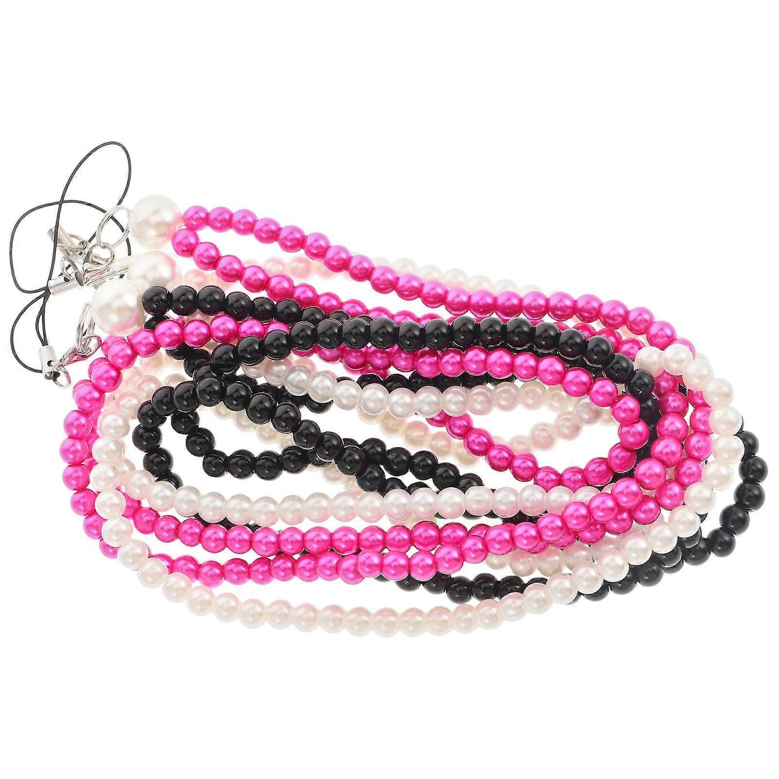 3PCS Artificial Pearl String Beads Rope Stylish Threading Pearls Chain Delicate Manual String Beads Rope Creative DIY Clothes Accessories Phone Lanyar