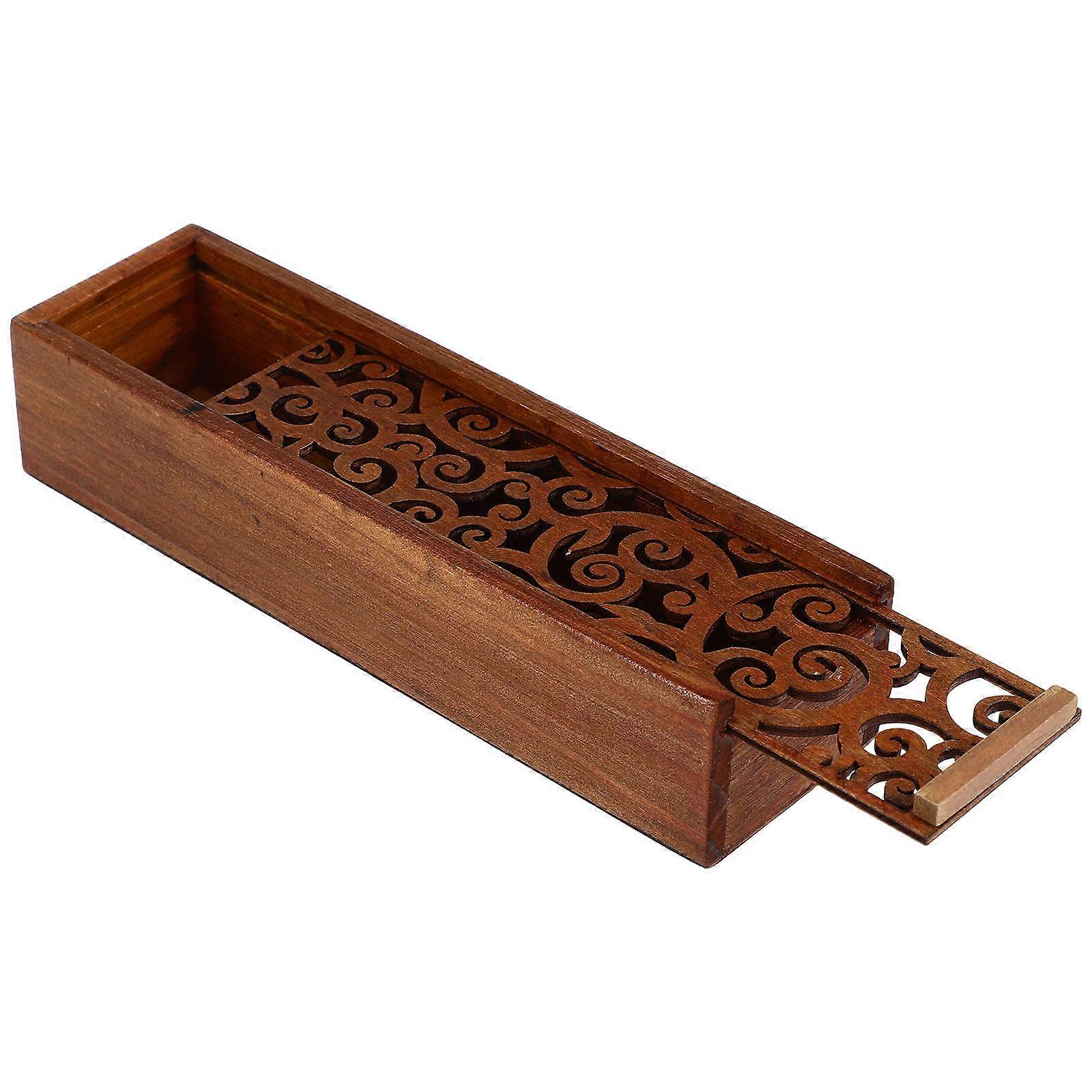 Hard Pencil Case Wood Rectangle For Student Use Diy Artist Tool Brush Jewelry Storage 1Set