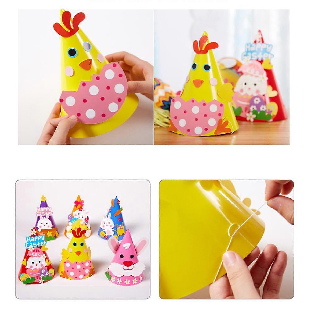 Animal Party Hat Cosplay Hat Cartoon Style Paper Material Diy Decorative Hat For Kids Easter Celebration 20.5x16x16cm 6Pcs
