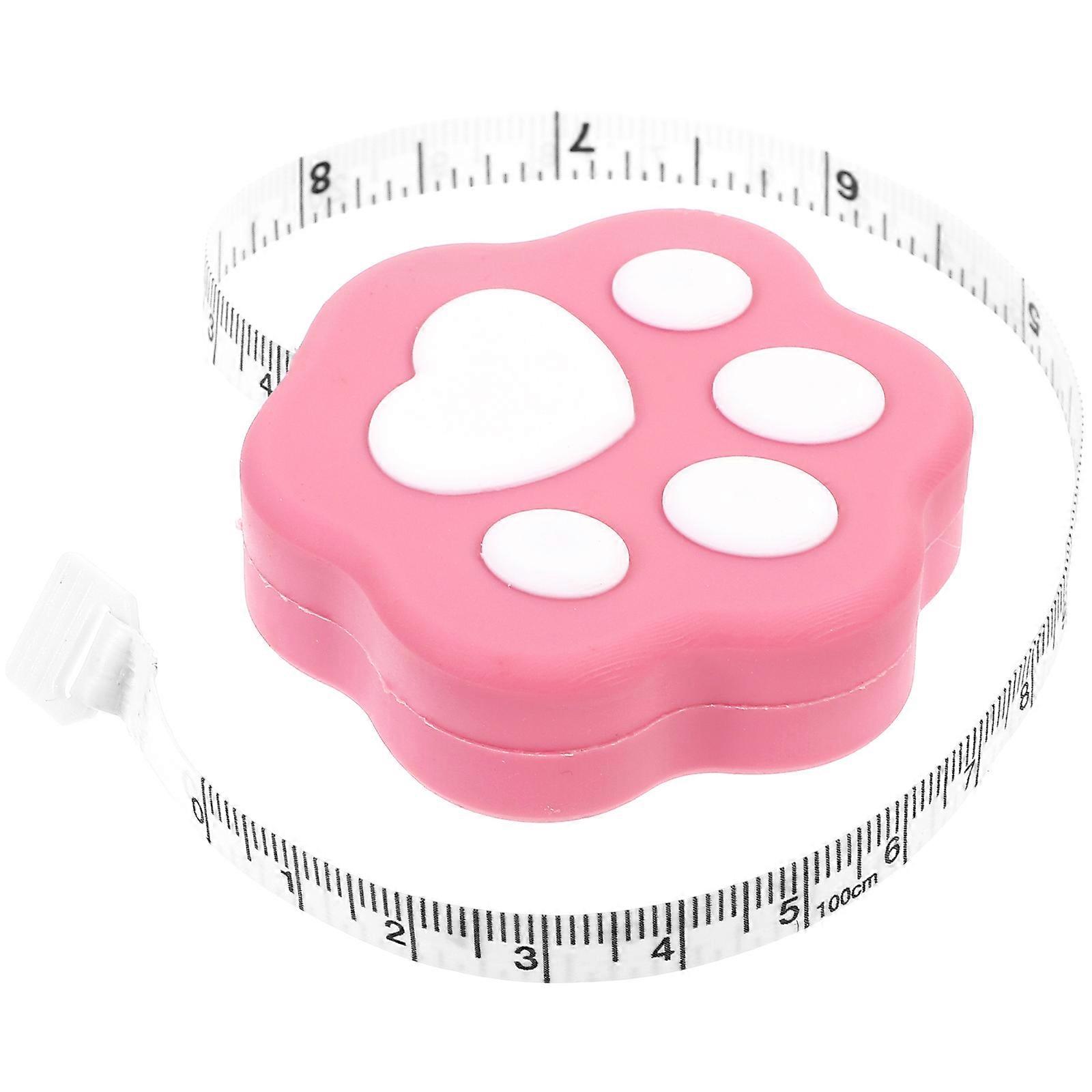 Knitting Tape Measure Cat Paw Shaped Tool Portable Measuring Pink 1Pcs