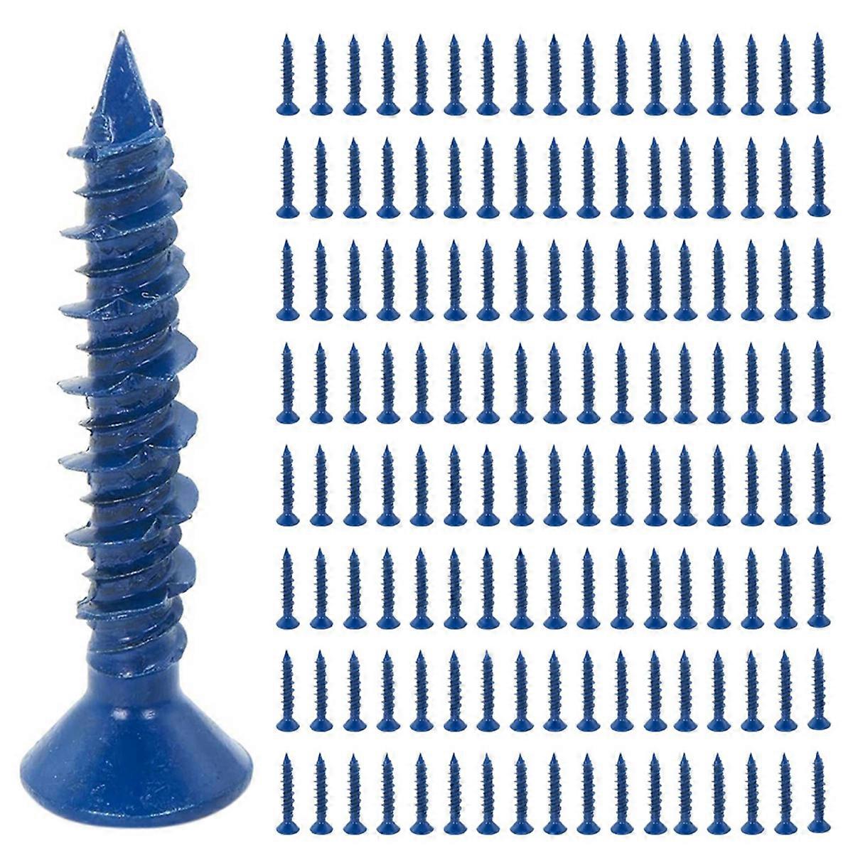 400PCS 3/16 X 1-1/4In Blue Flat Concrete Diamond Point Screw Anchor for Anchoring to Masonry