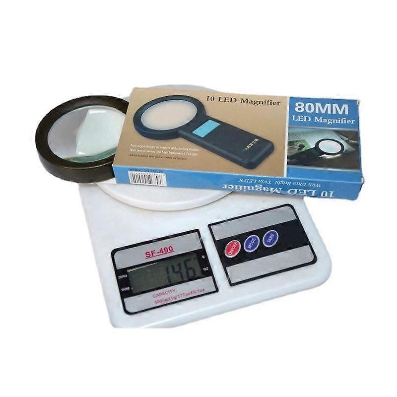 1-pack led magnifier handheld portable LED lighted magnifier large mirror handheld reading magnifier 10 times
