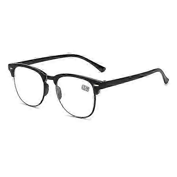 Black Clubmaster Style Reading Glasses Strength 2.0