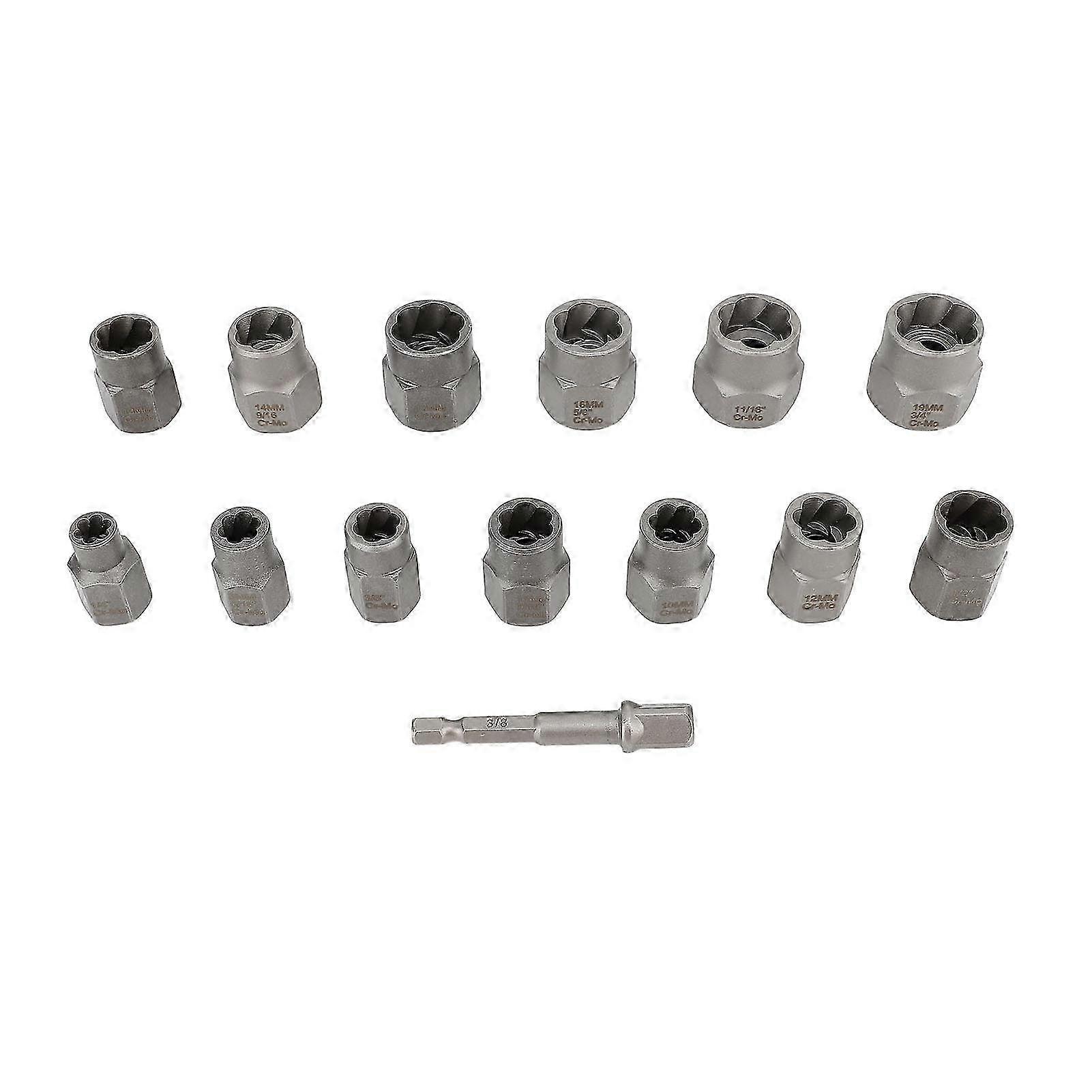 14PCS Bolt Nut Extractor Socket Set Easy Out Bolt Removal Tool Stripped Lug Nut Extraction Kit for Removing Damaged Rusted Screws SZRH