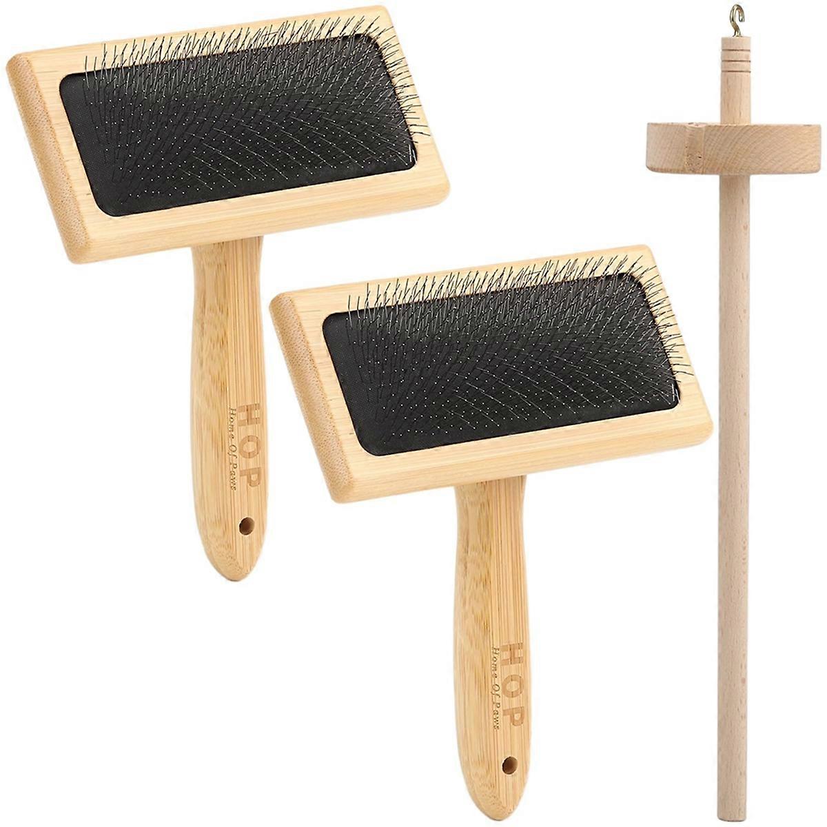3 Pieces of Wool Carding Drop Spindle Set, Suitable for Craft Felt